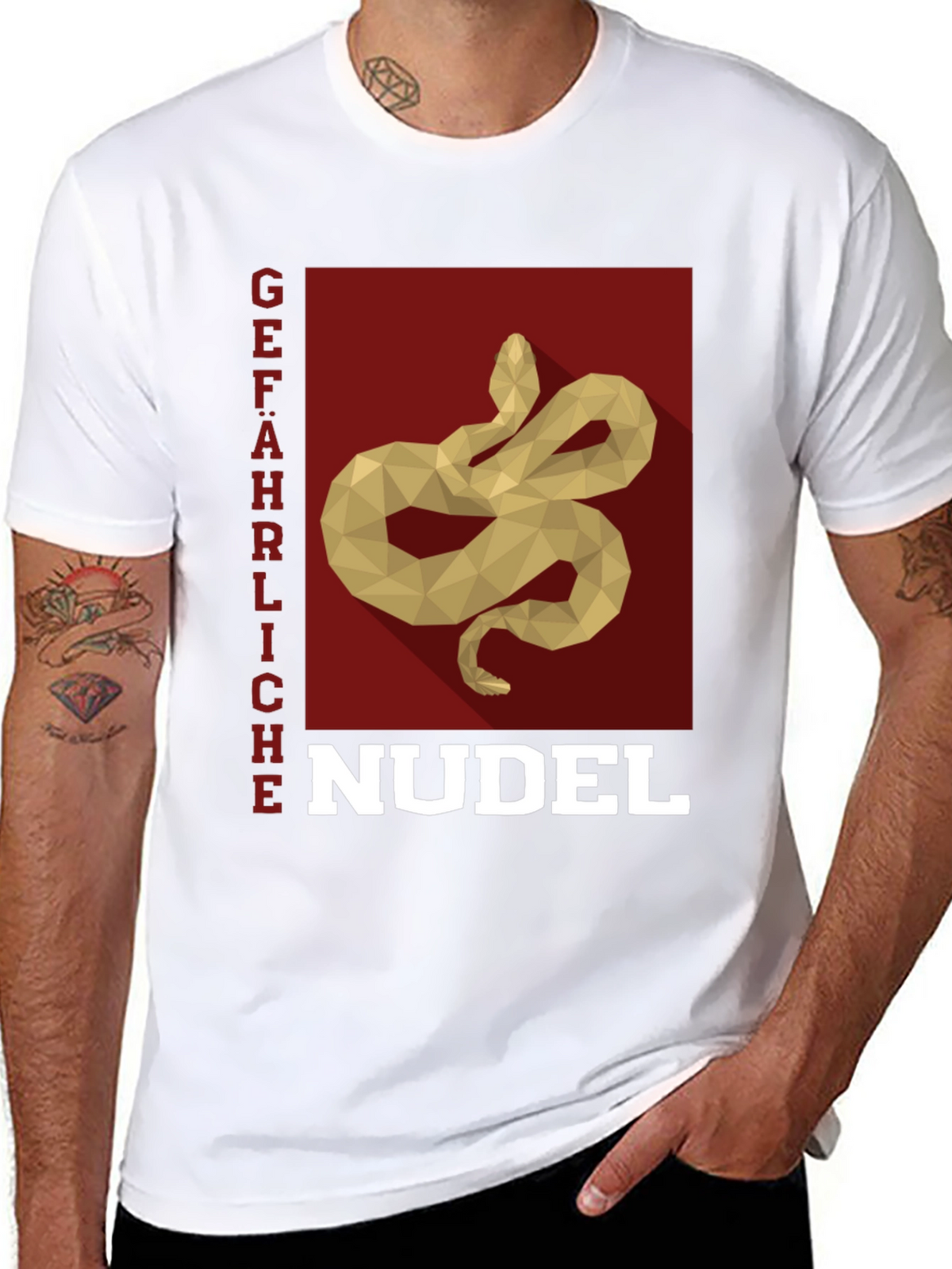 Gefährliche Nudel T-Shirt - Snake Pasta Funny Tee