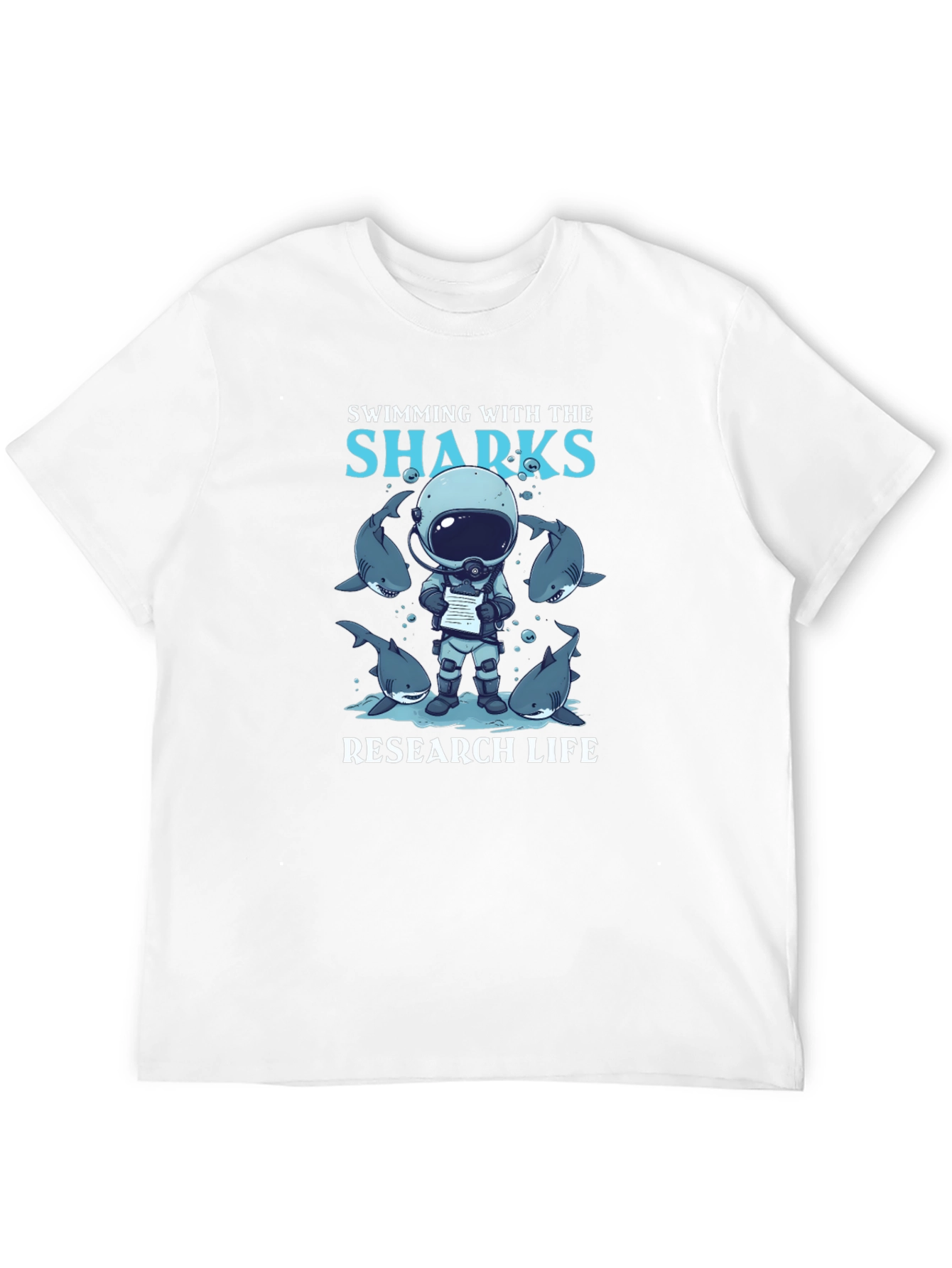 Swimming with Sharks Research Life Black T-Shirt