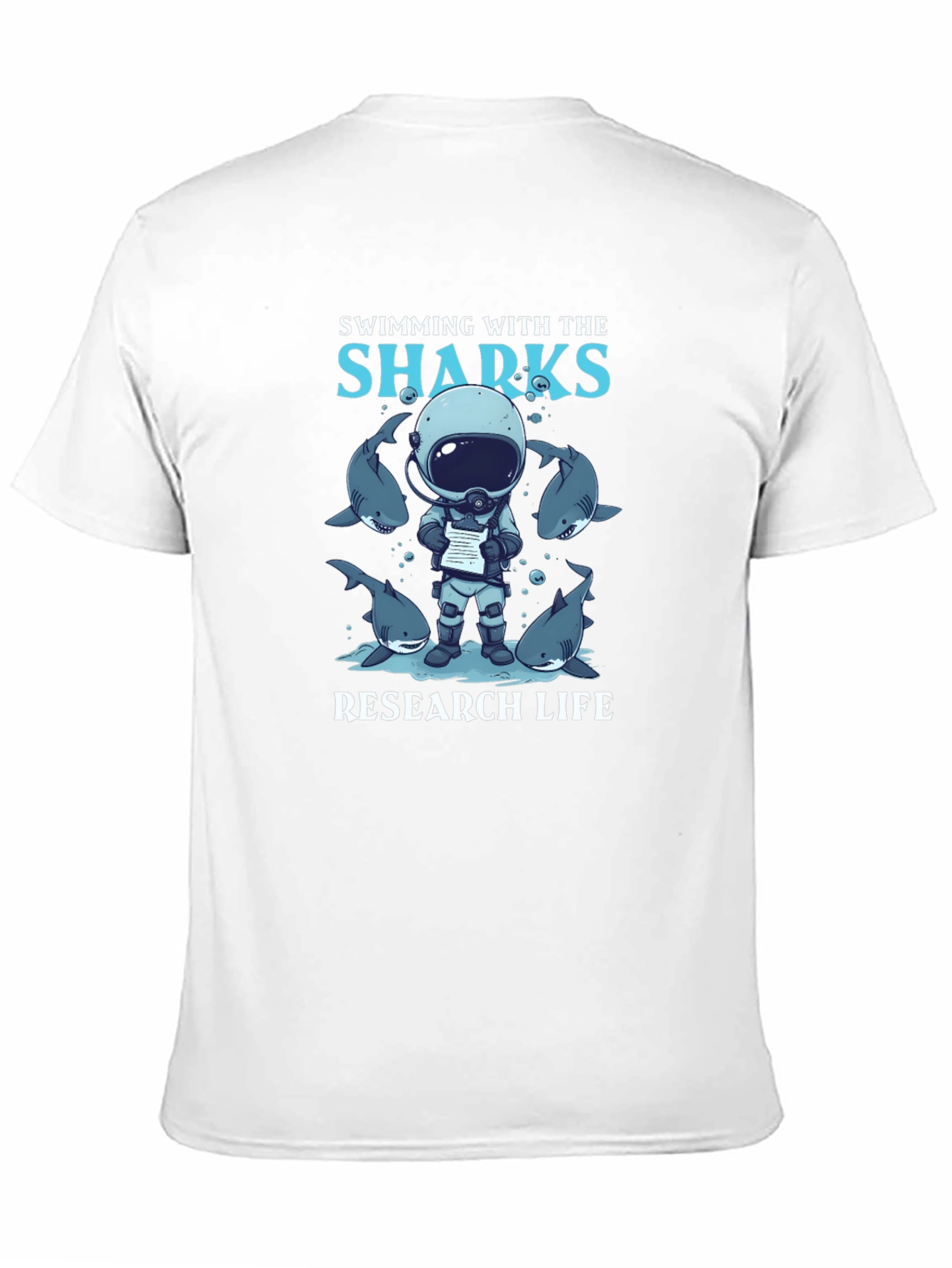 Swimming with Sharks Research Life Black T-Shirt