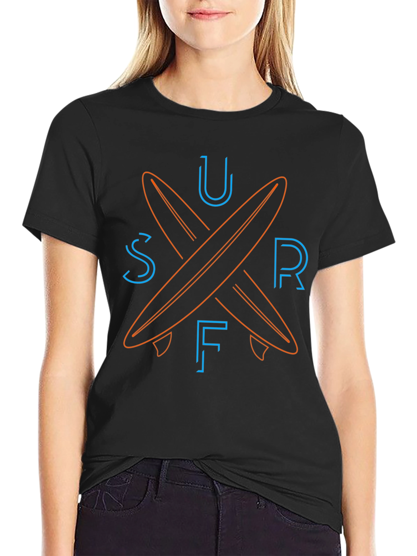 Surfboard Graphic Tee - Black