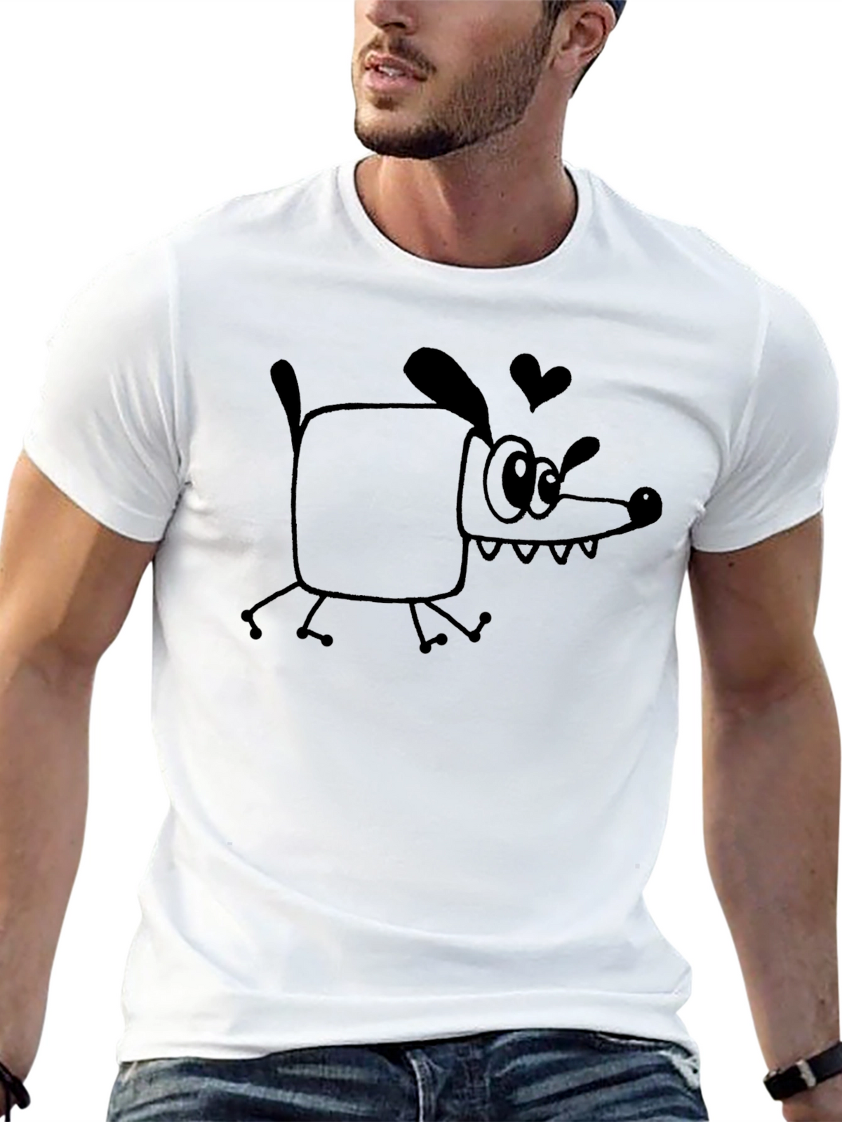 Funny Dog Graphic Black T-Shirt