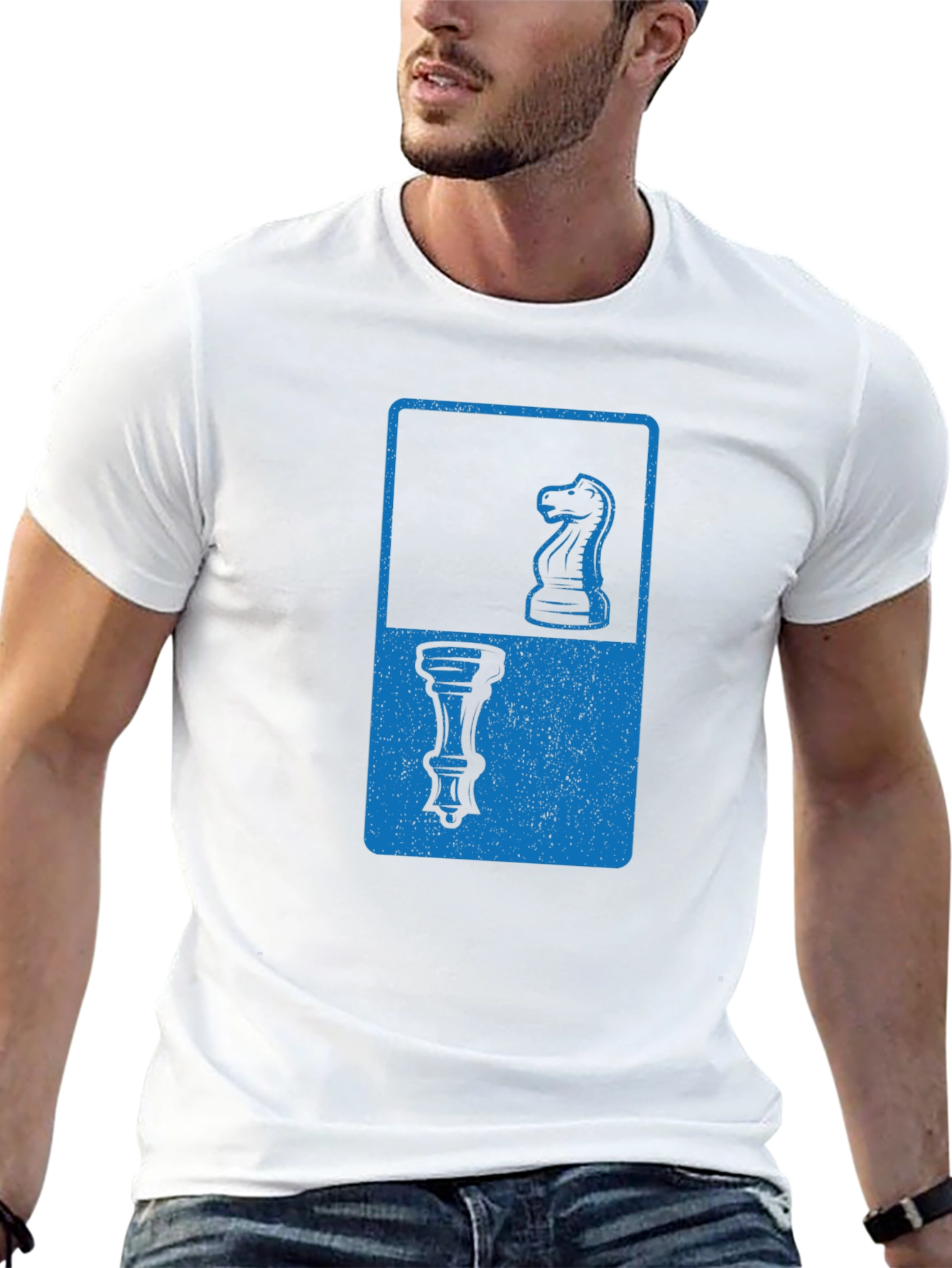 Chess Piece Graphic Tee - Knight & Rook Design