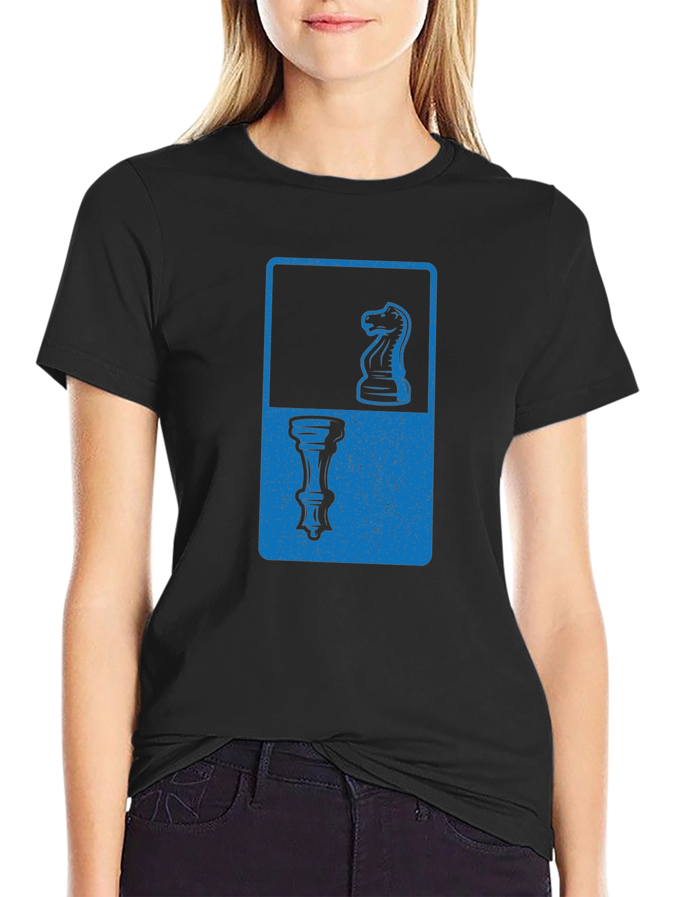 Chess Piece Graphic Tee - Knight & Rook Design