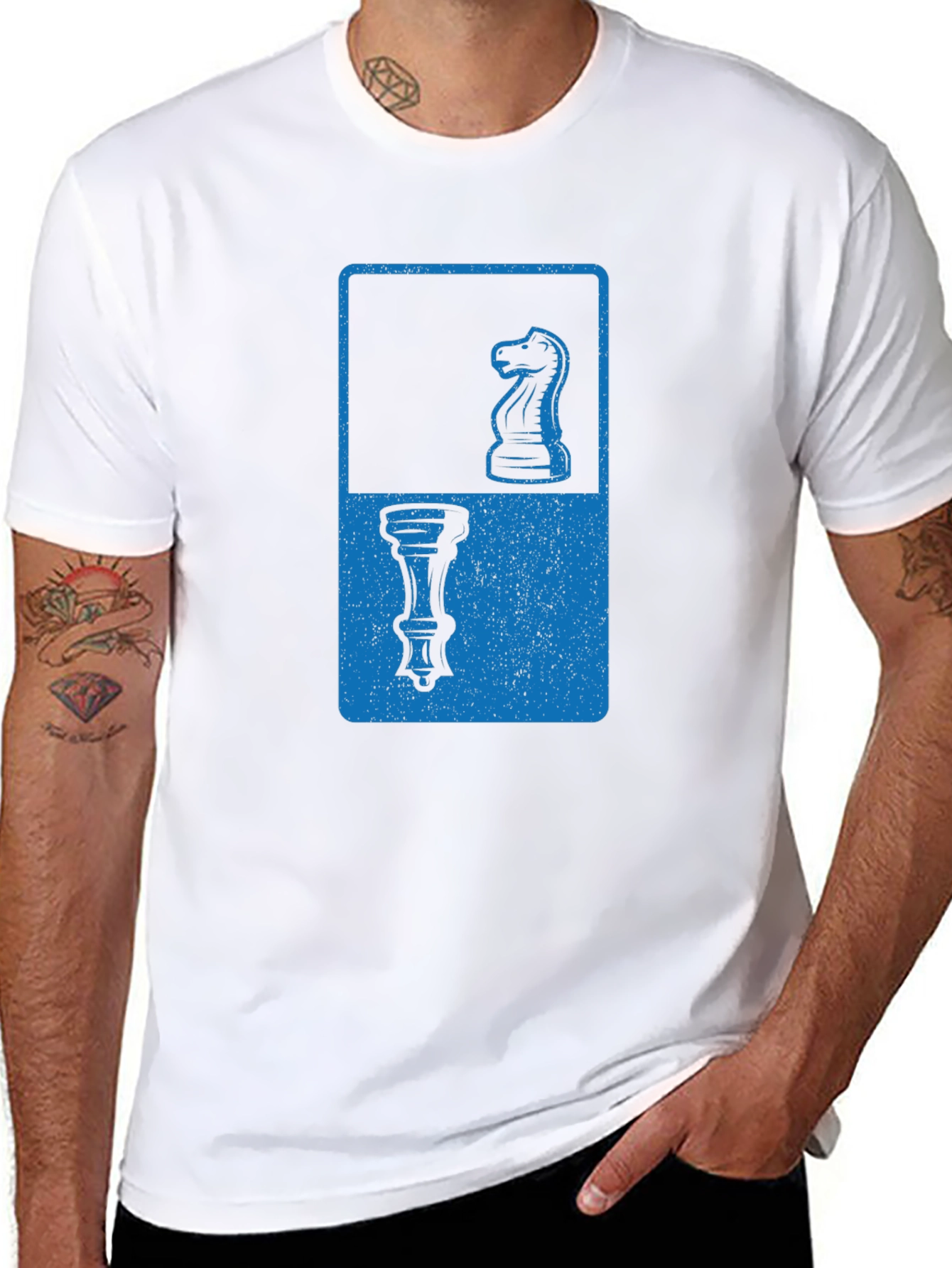 Chess Piece Graphic Tee - Knight & Rook Design