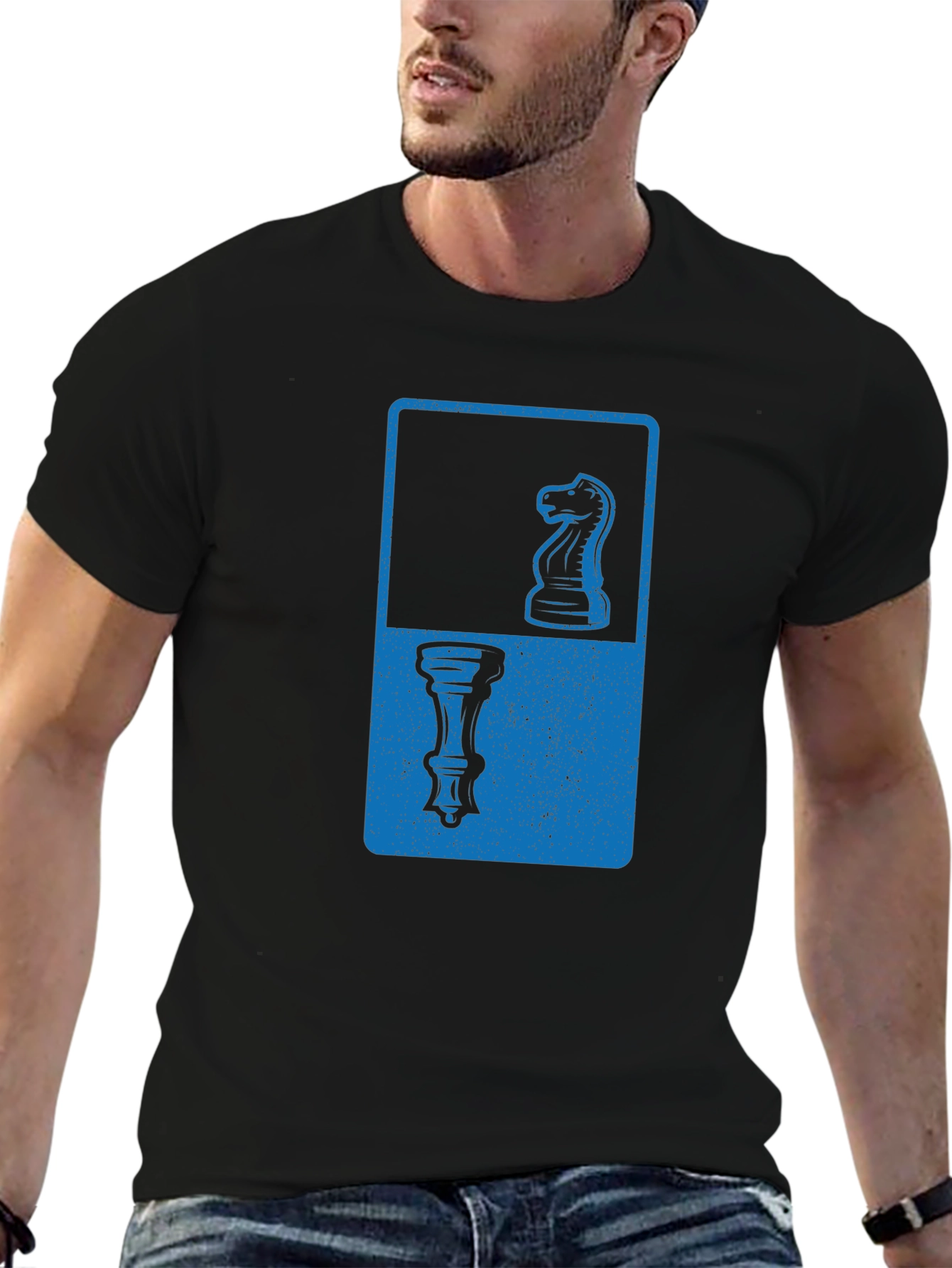 Chess Piece Graphic Tee - Knight & Rook Design