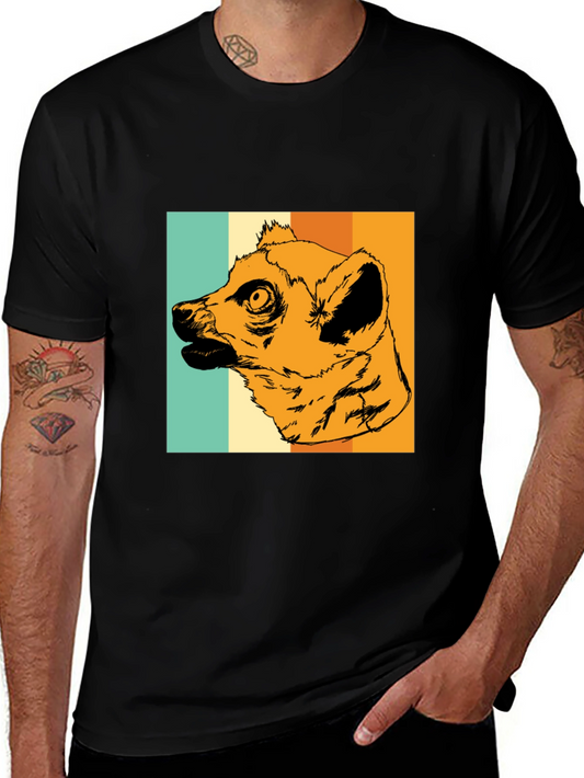 Retro Lemur Graphic T-Shirt - Vintage Style Tee
