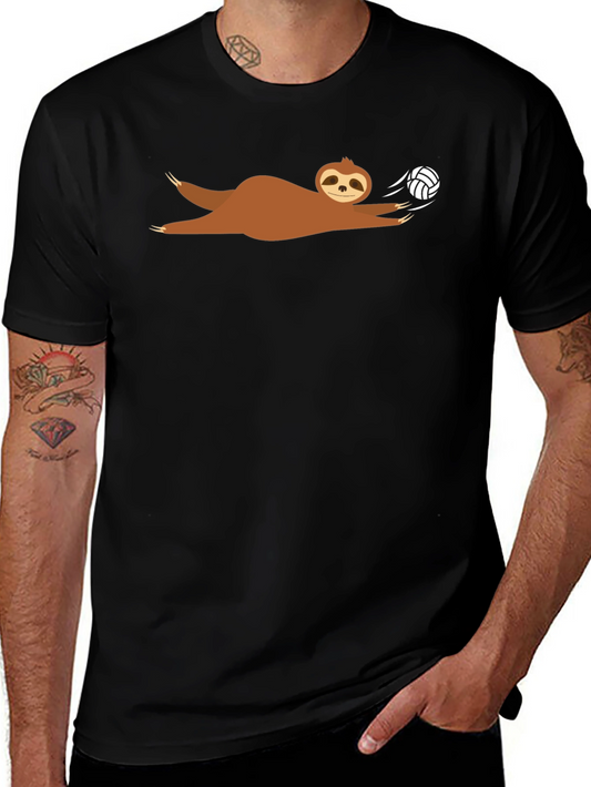 Sloth Volleyball T-Shirt - Black Graphic Tee
