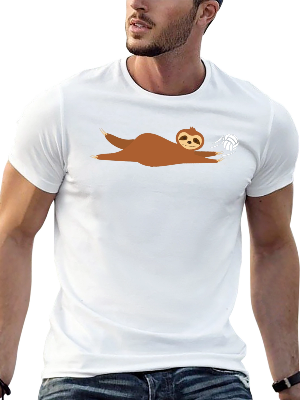 Sloth Volleyball T-Shirt - Black Graphic Tee