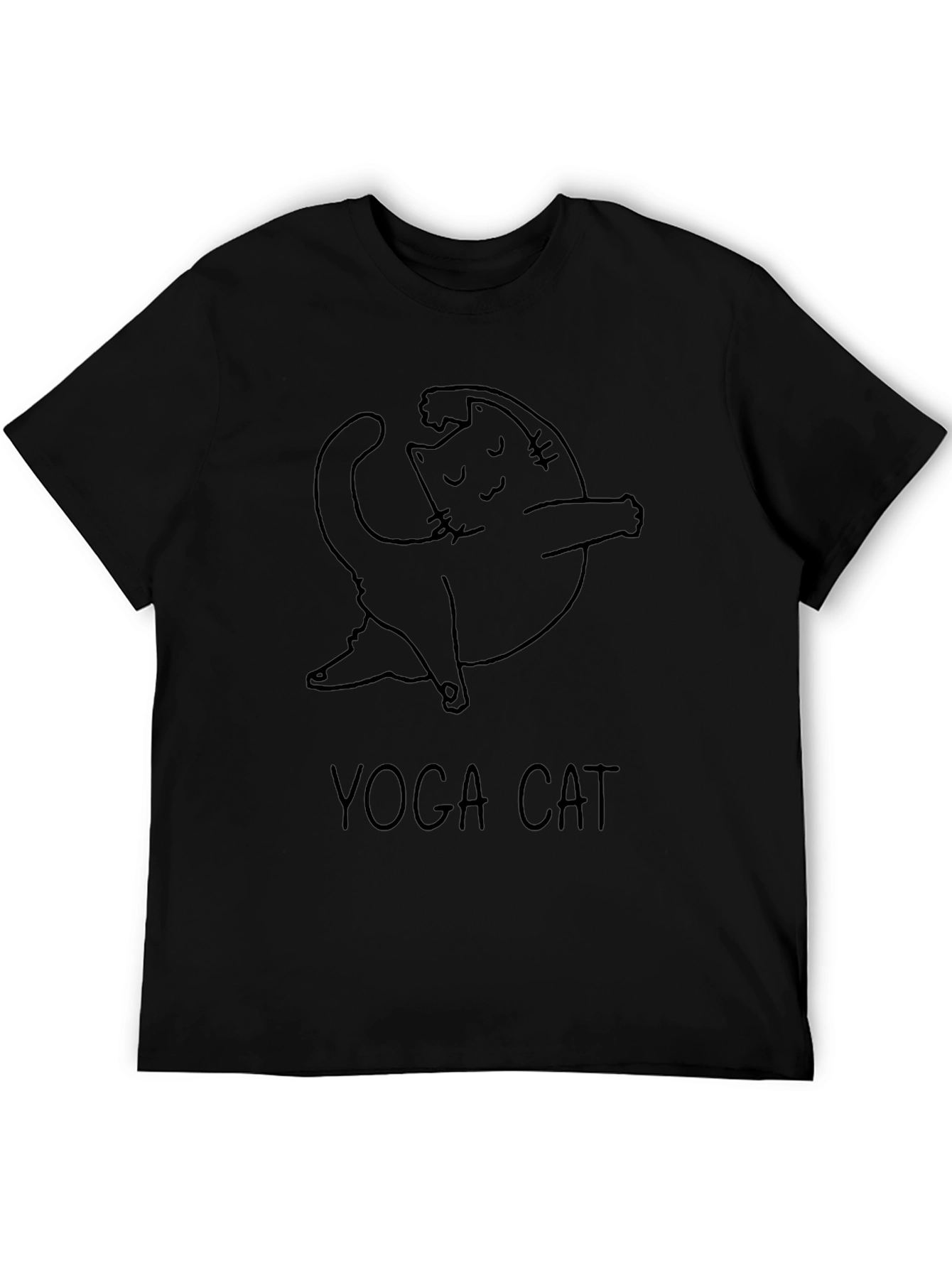 Yoga Cat Graphic Black T-Shirt