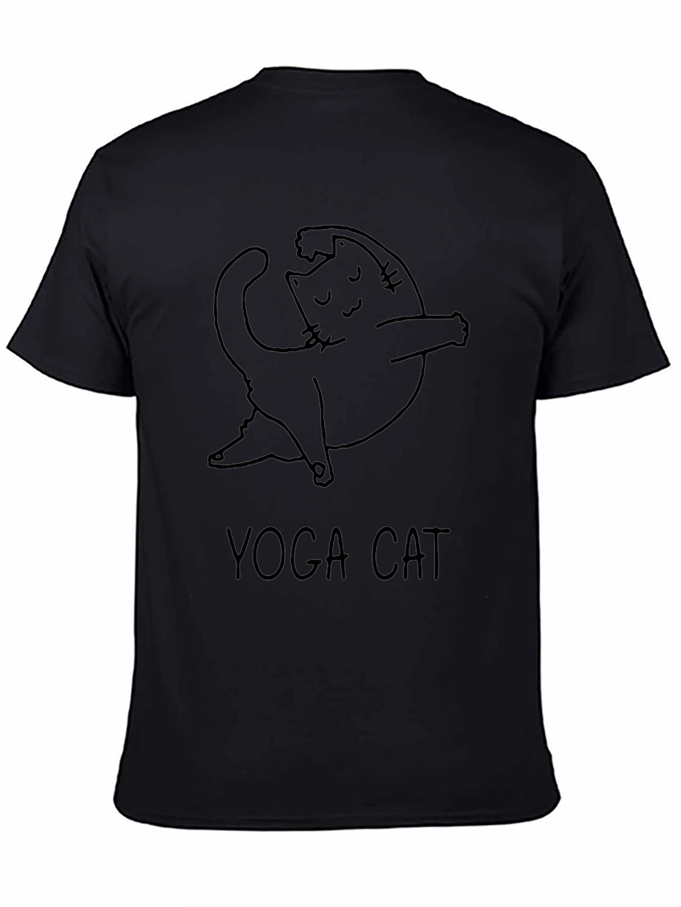 Yoga Cat Graphic Black T-Shirt