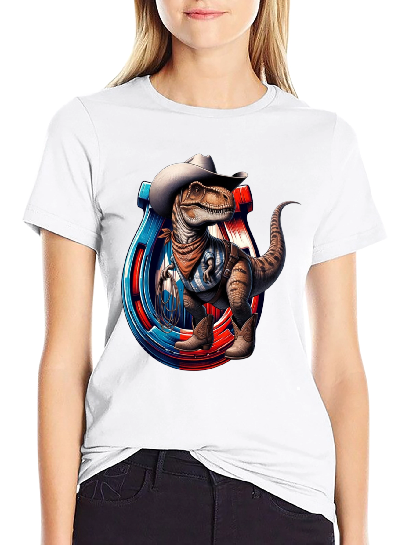Cowboy Dinosaur Graphic T-Shirt