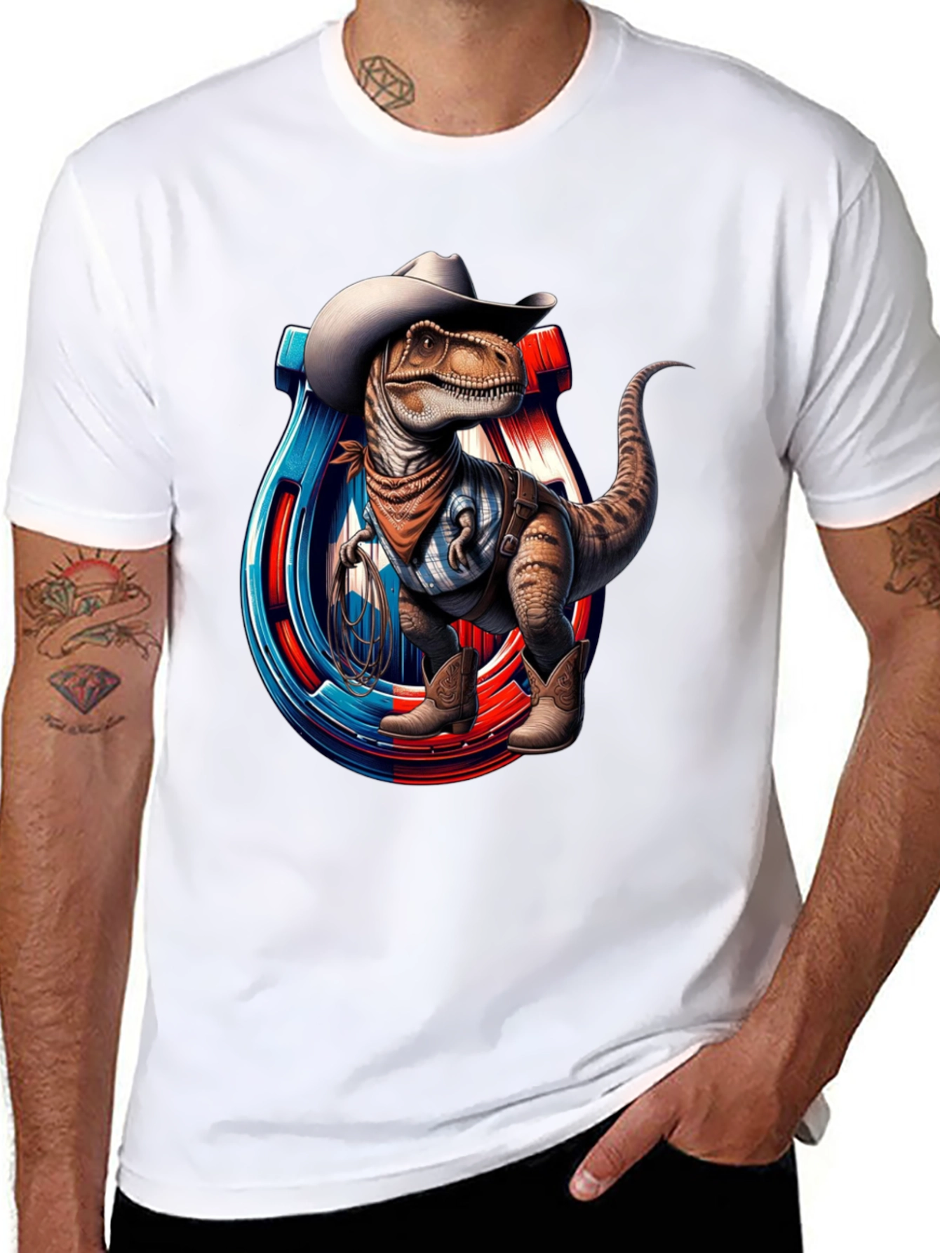 Cowboy Dinosaur Graphic T-Shirt