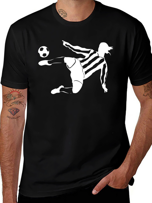 Stripped Soccer Player Black T-Shirt
