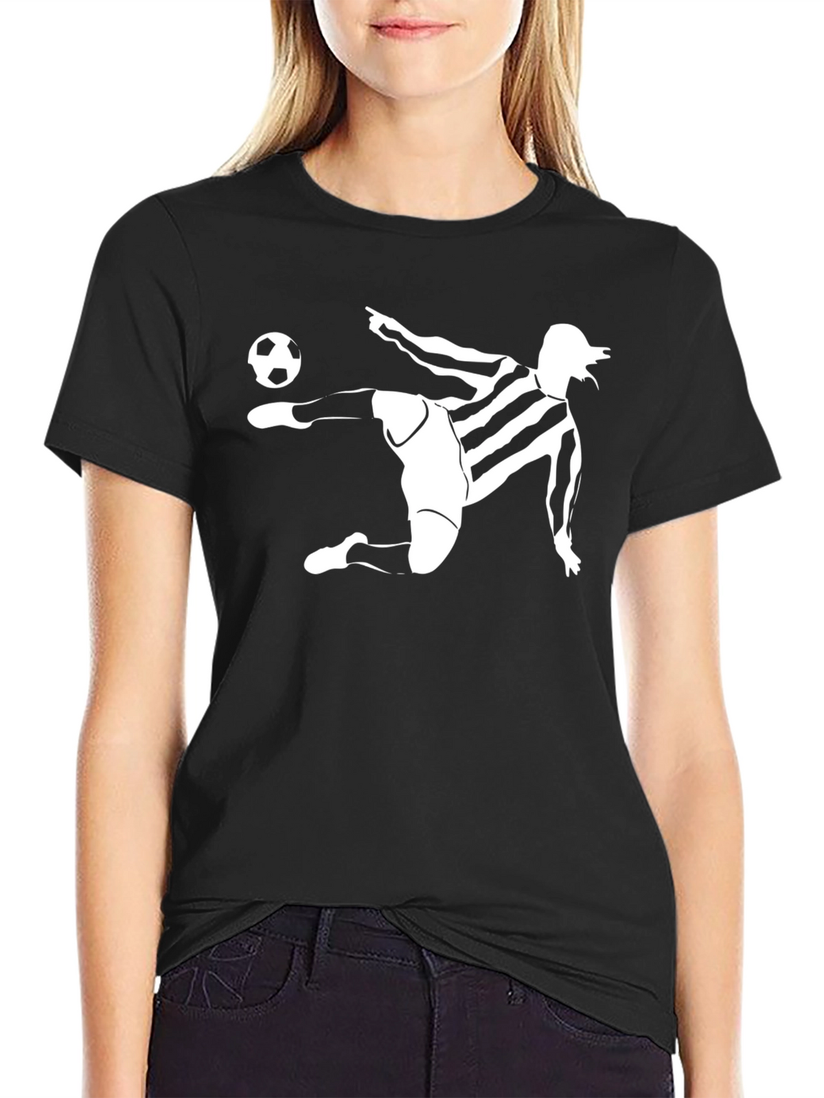 Stripped Soccer Player Black T-Shirt