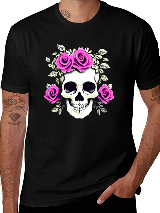 Skull & Roses Graphic T-Shirt - Black