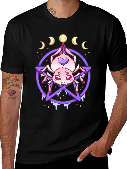 Pastel Goth Spider Pentagram Graphic T-Shirt