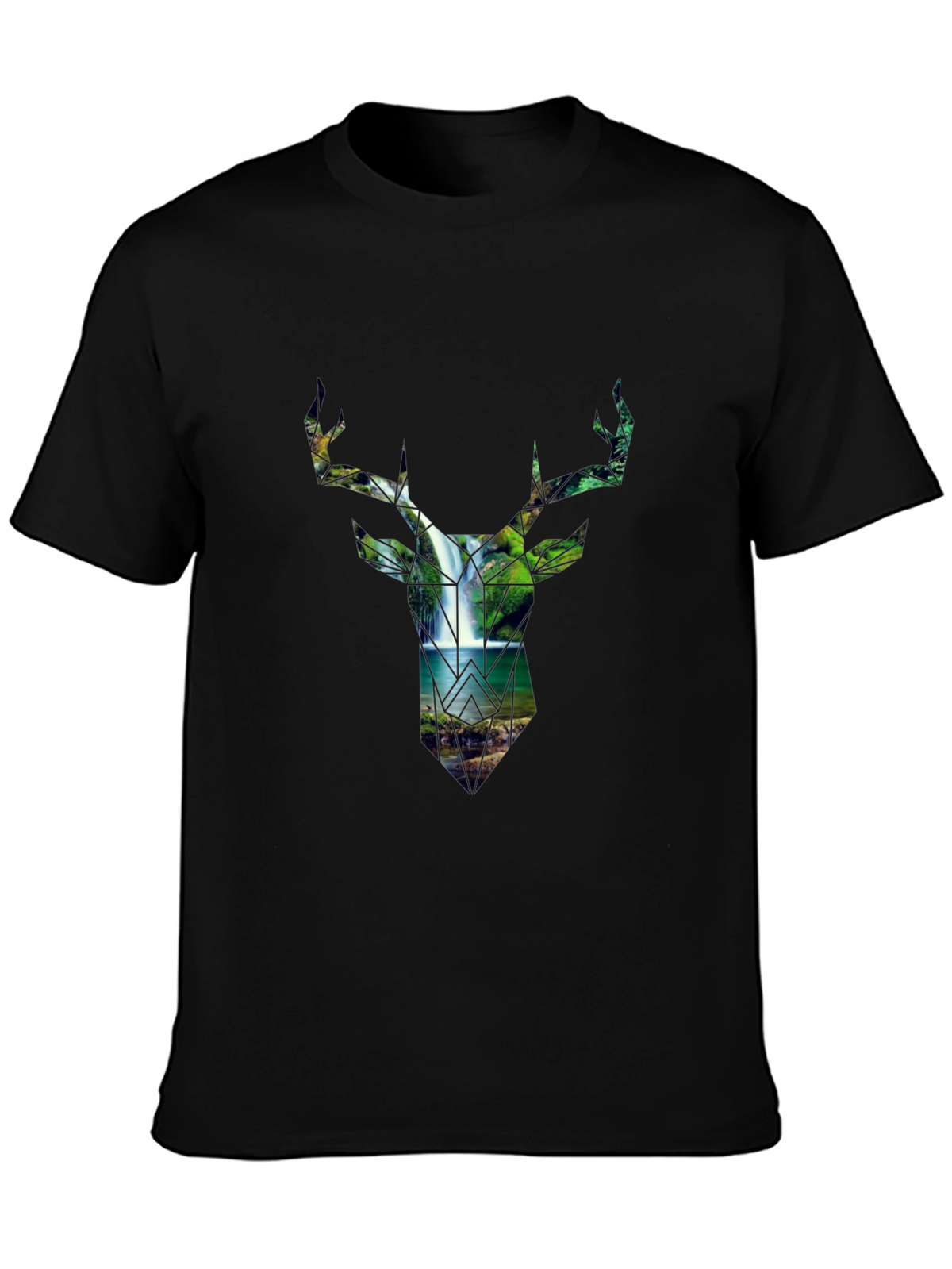 Deer Silhouette Waterfall Graphic Tee - Nature Lovers Shirt