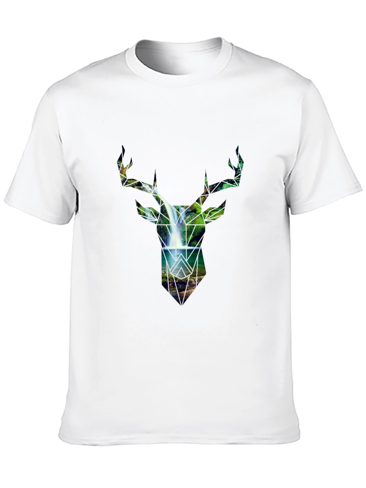 Deer Silhouette Waterfall Graphic Tee - Nature Lovers Shirt