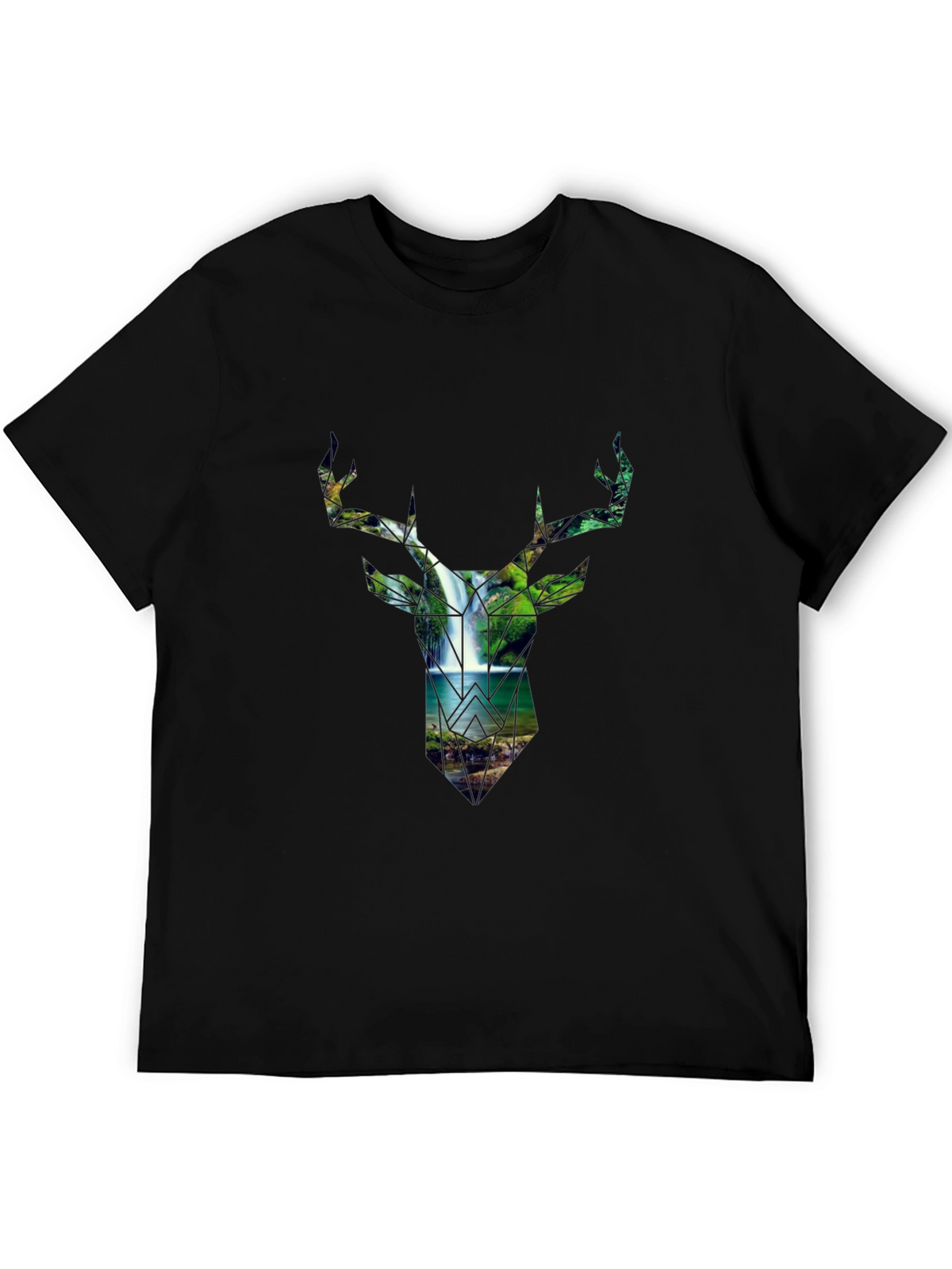 Deer Silhouette Waterfall Graphic Tee - Nature Lovers Shirt