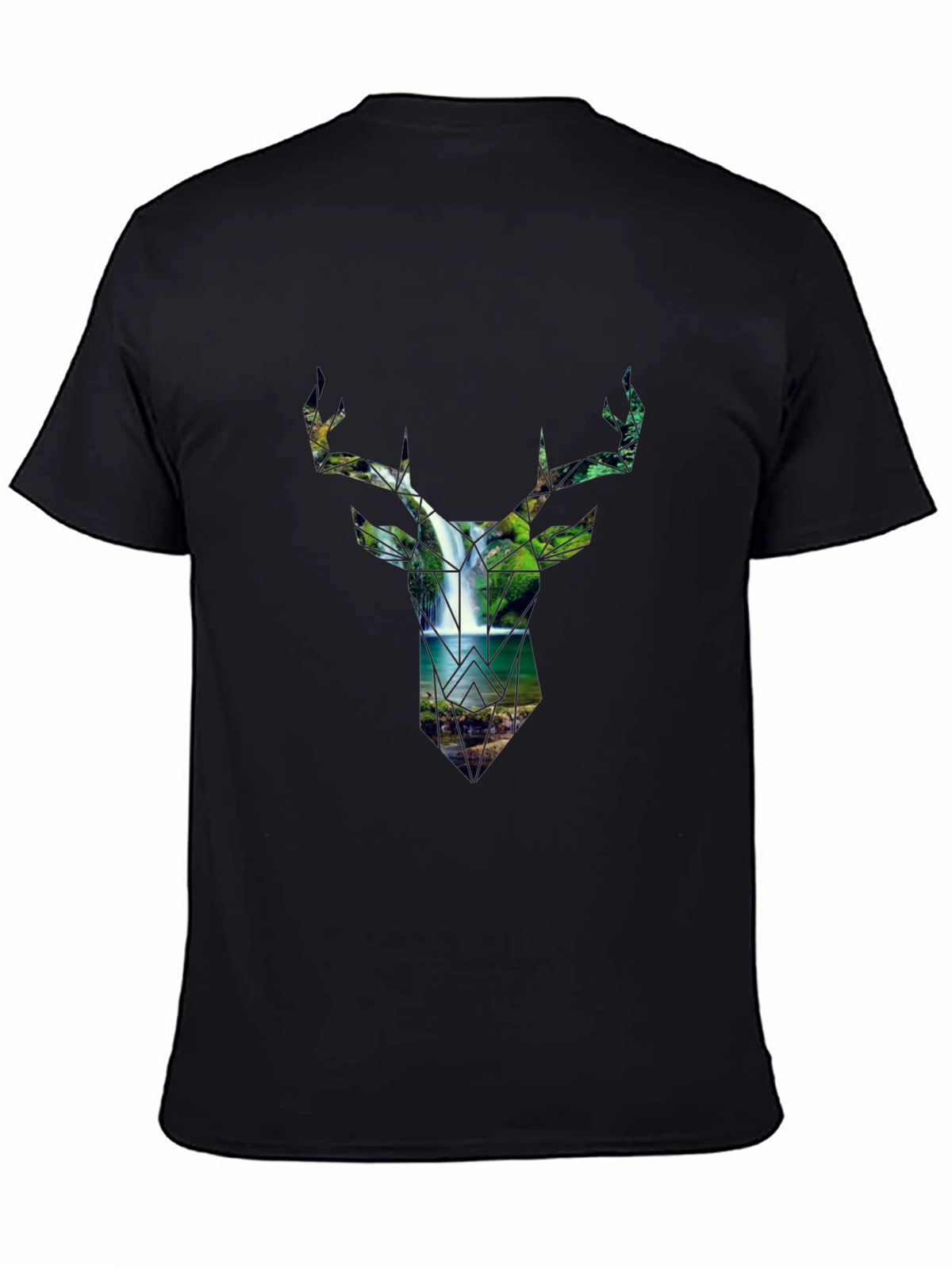 Deer Silhouette Waterfall Graphic Tee - Nature Lovers Shirt