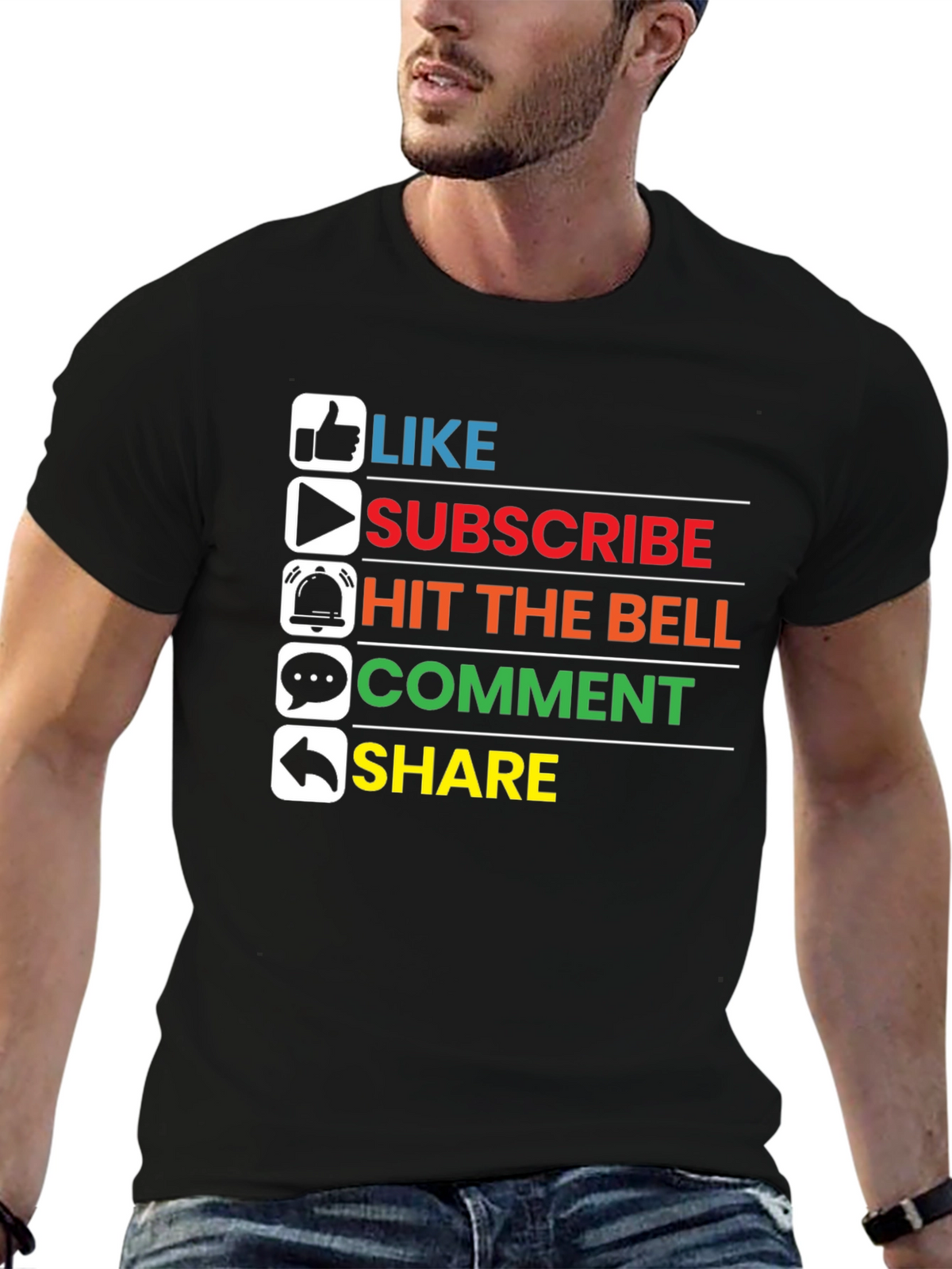 Like Subscribe Share Graphic Tee