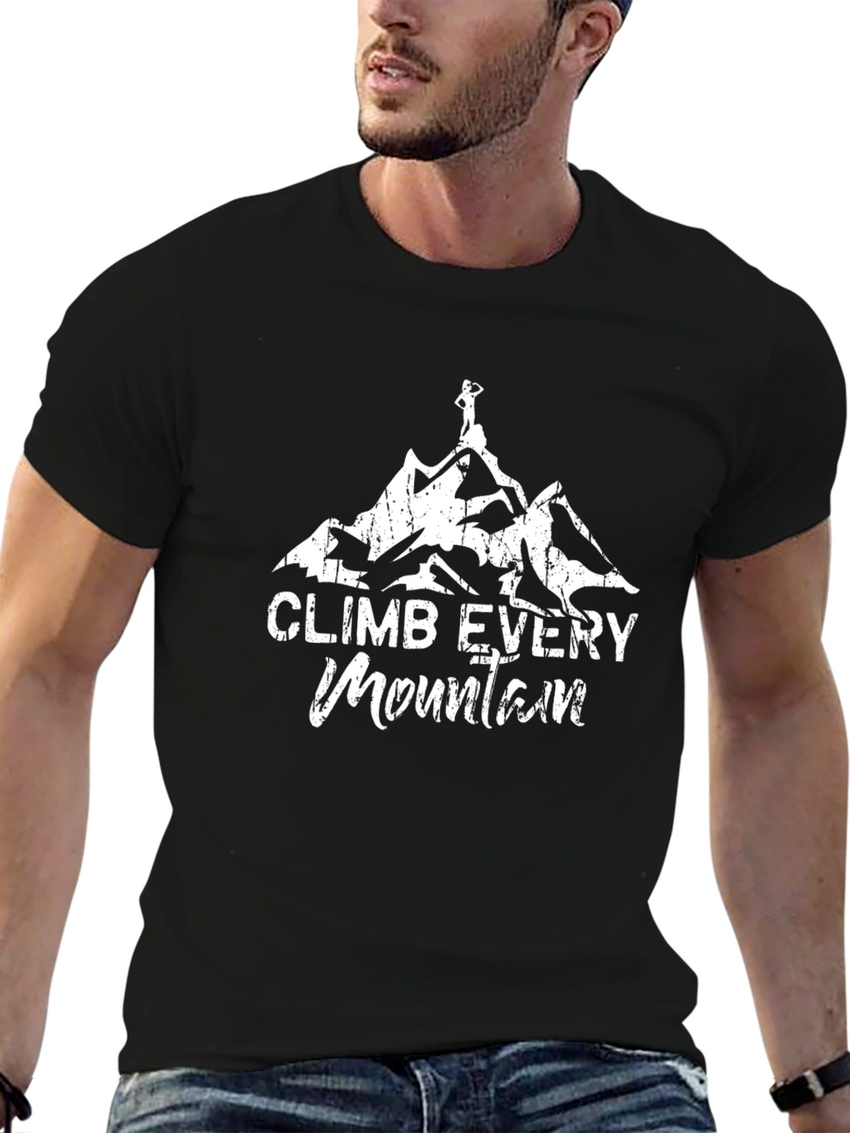 Climb Every Mountain Graphic T-Shirt - Black Cotton Tee