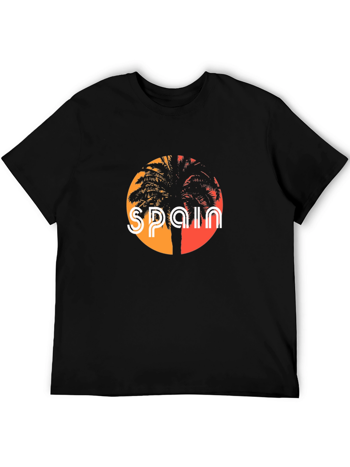 Spain Palm Tree Black T-Shirt Graphic Tee