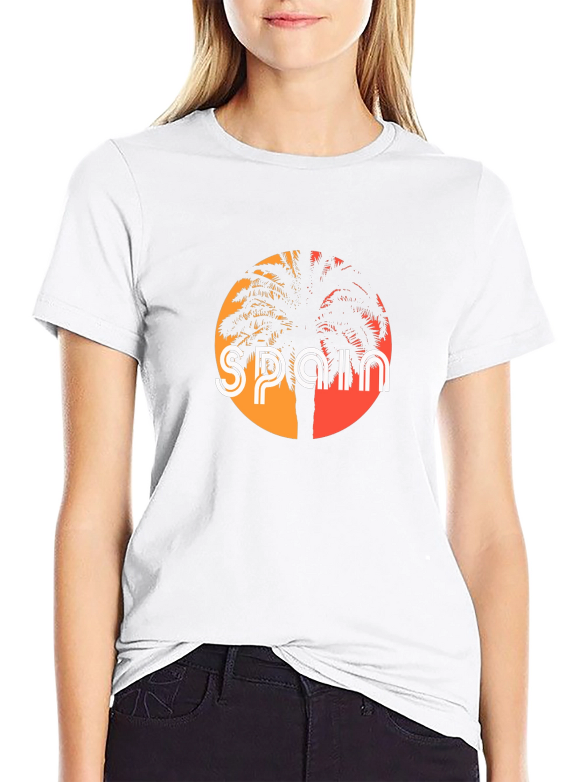 Spain Palm Tree Black T-Shirt Graphic Tee