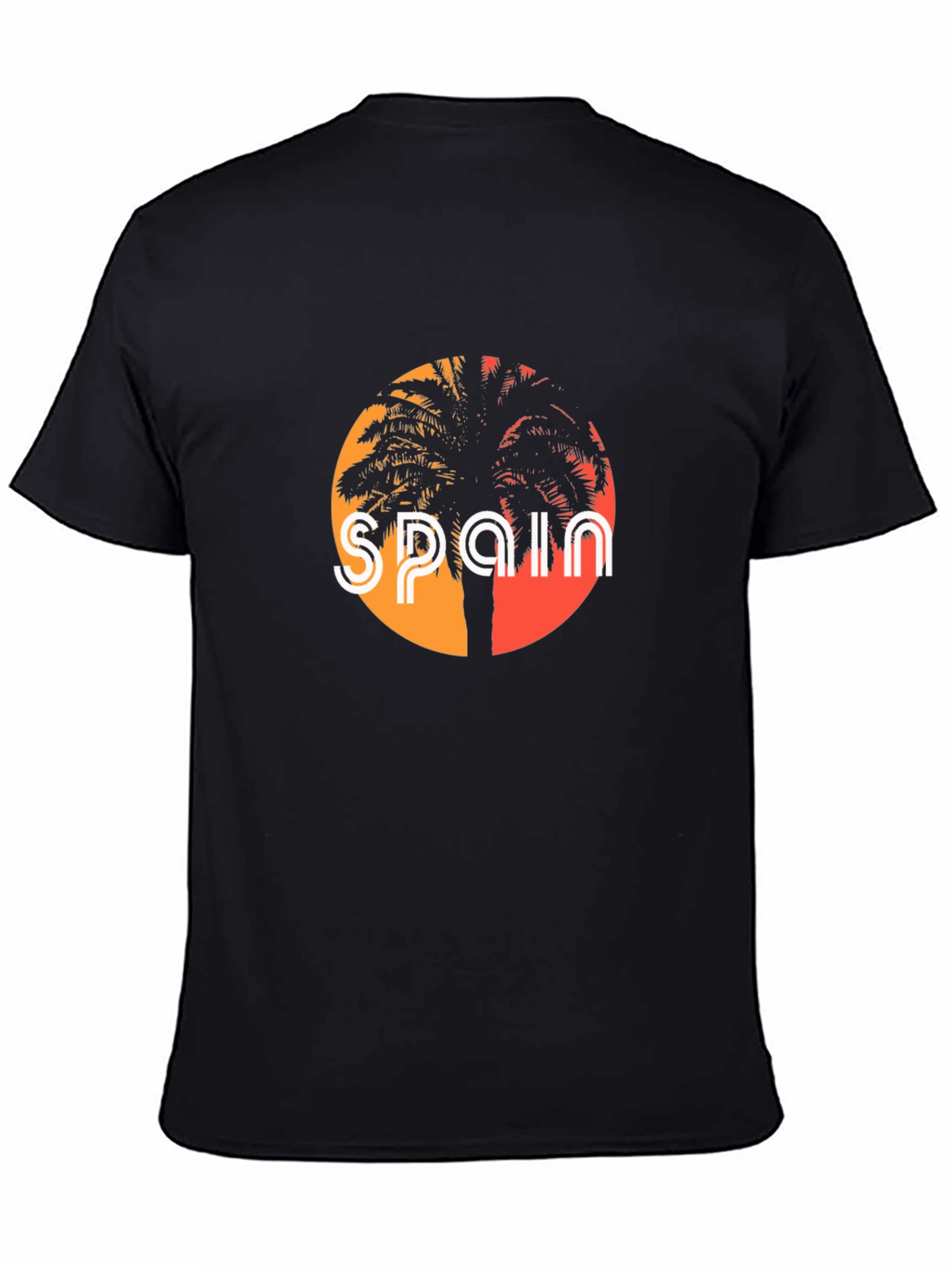 Spain Palm Tree Black T-Shirt Graphic Tee