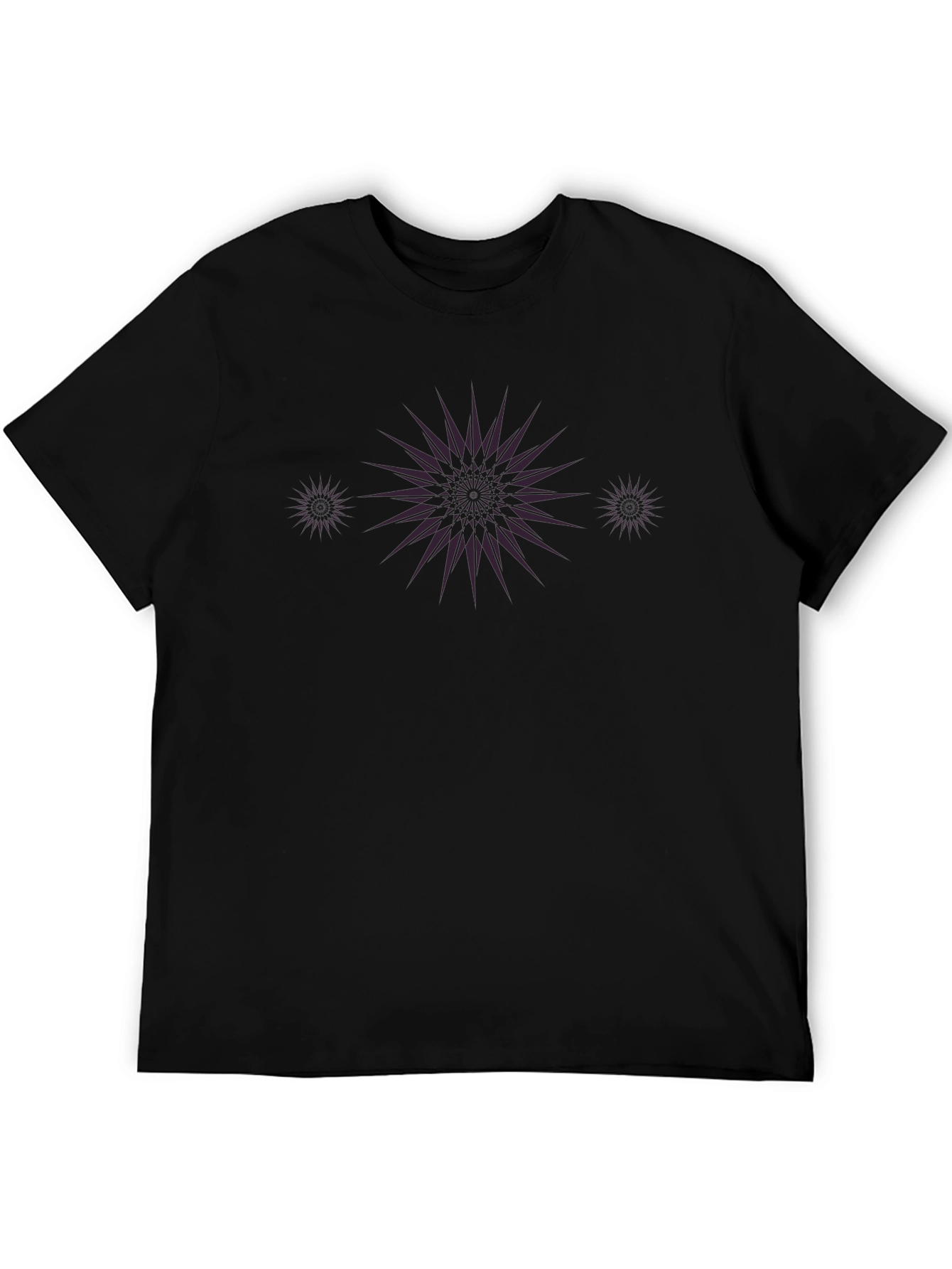Stylish Black Tee with Purple Starburst Design