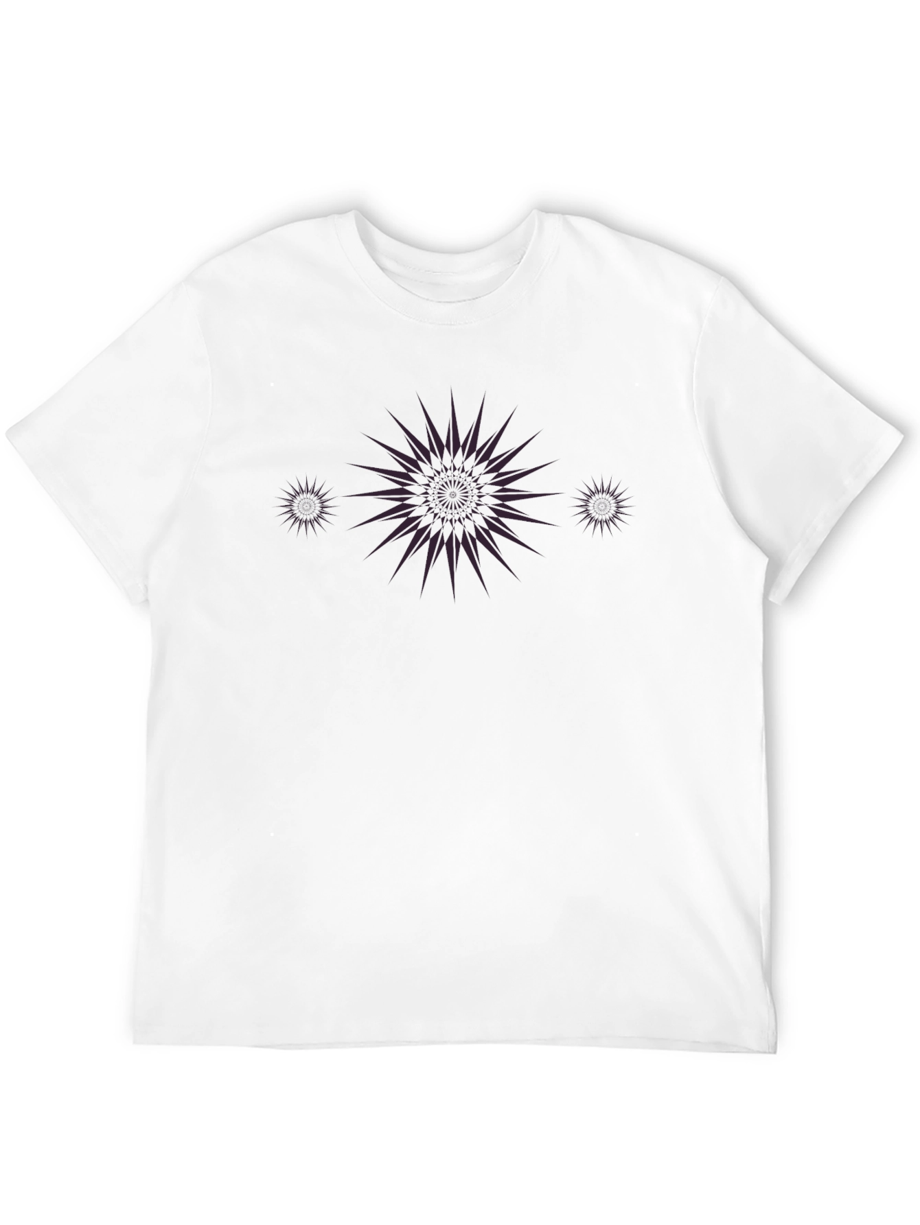 Stylish Black Tee with Purple Starburst Design