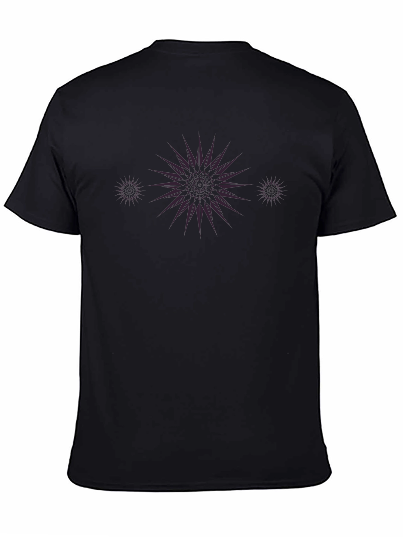 Stylish Black Tee with Purple Starburst Design