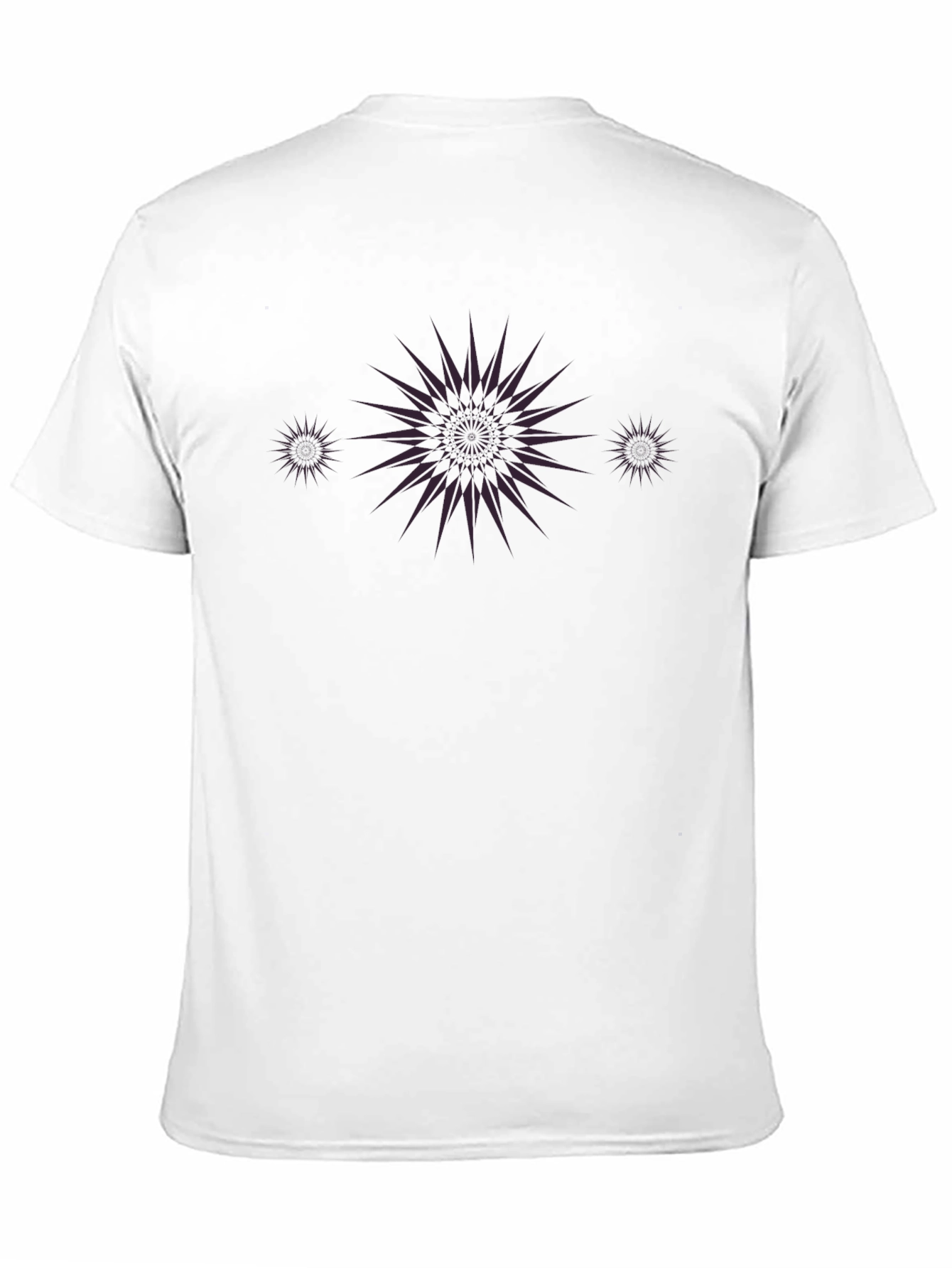 Stylish Black Tee with Purple Starburst Design