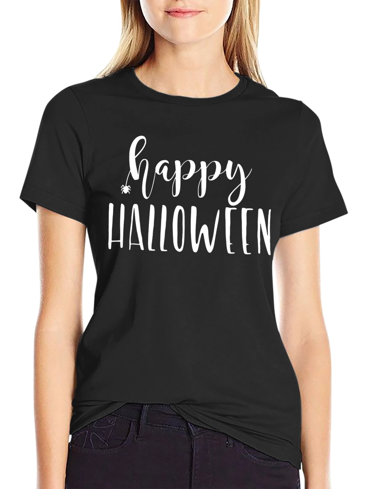 Happy Halloween Graphic Tee - Black Cotton Shirt