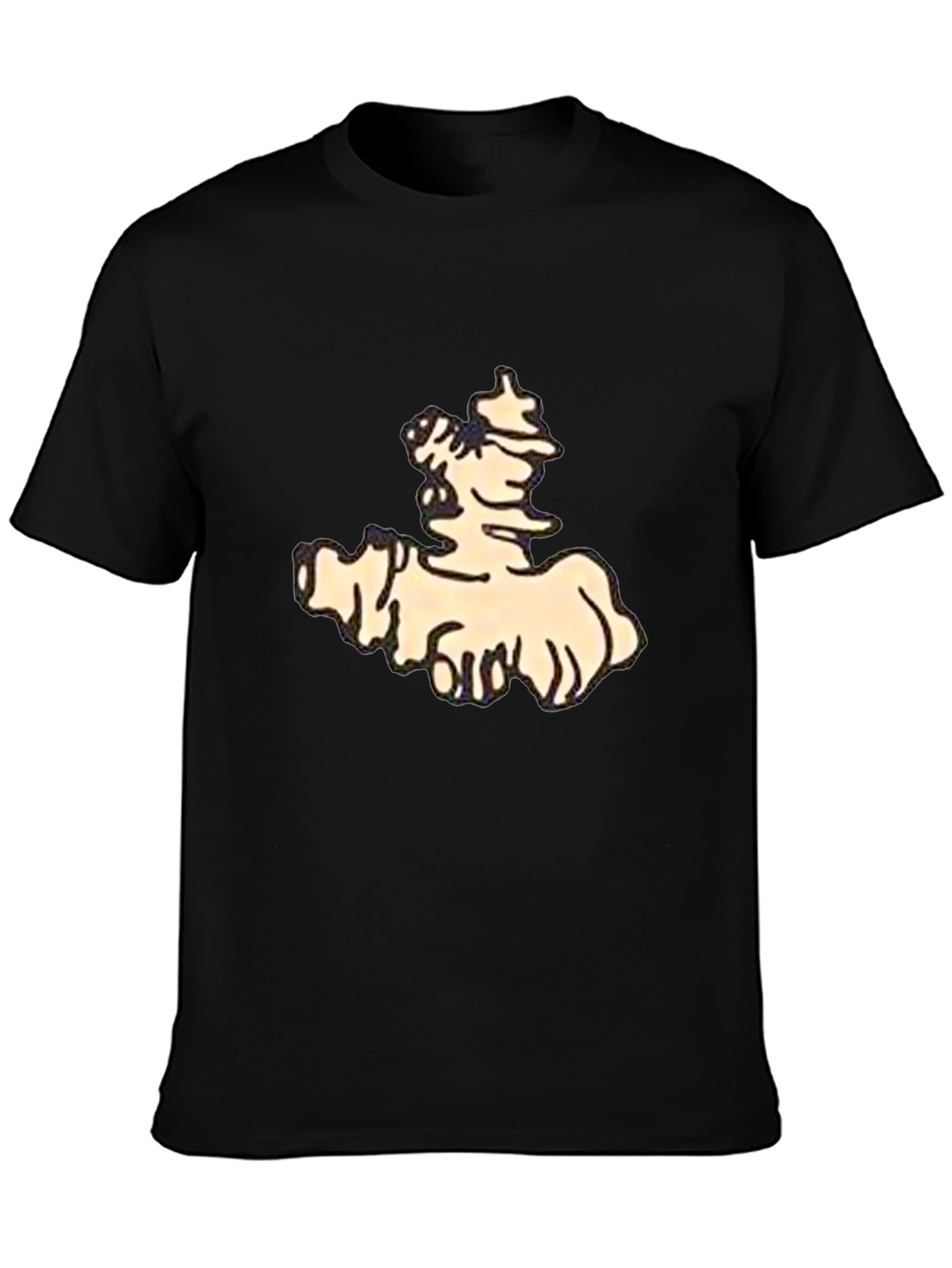 Stylish Black Tee with Cartoon Print