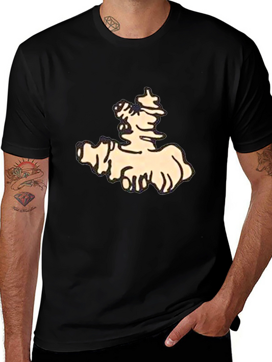 Stylish Black Tee with Cartoon Print