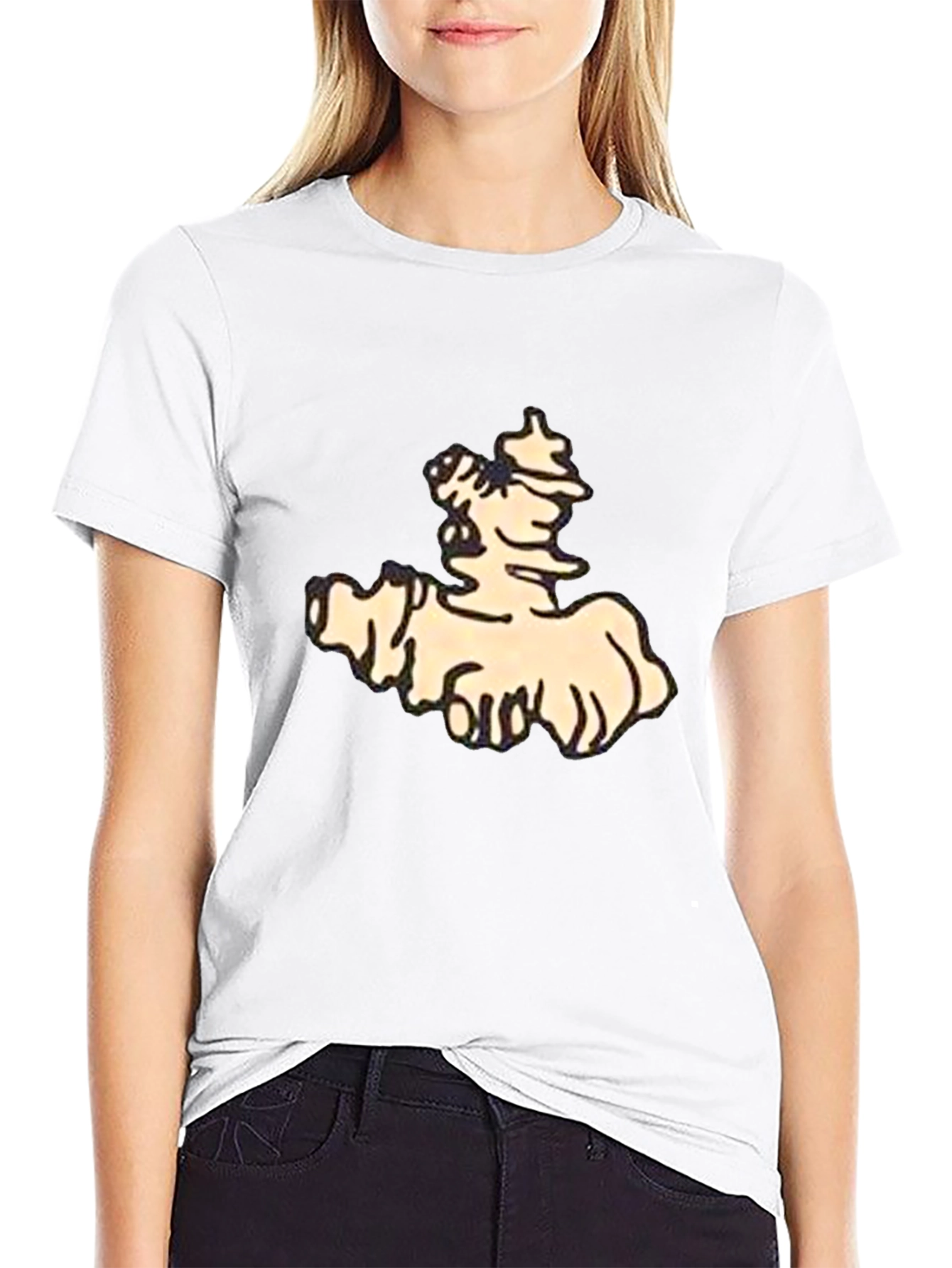 Stylish Black Tee with Cartoon Print