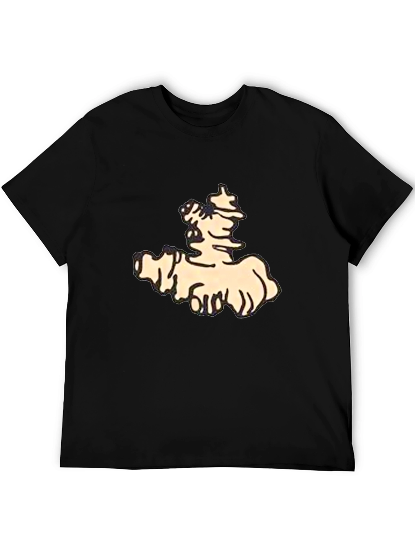 Stylish Black Tee with Cartoon Print