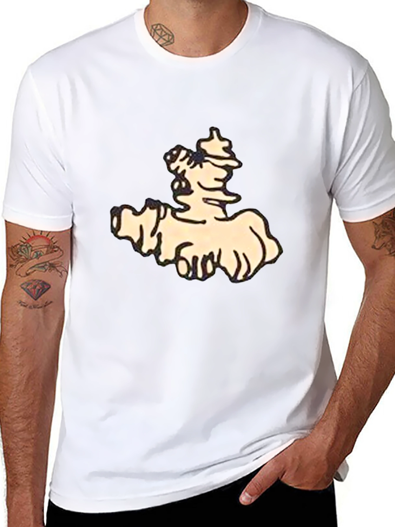 Stylish Black Tee with Cartoon Print