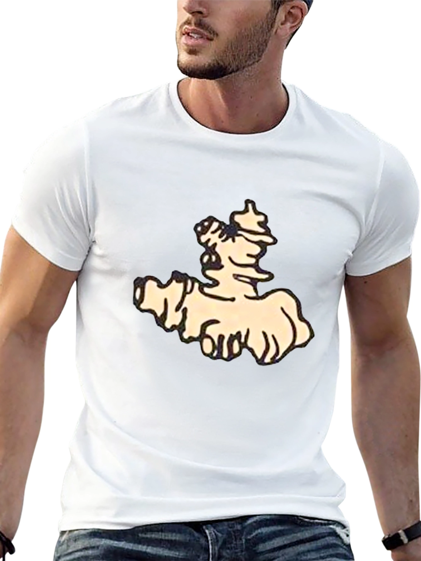 Stylish Black Tee with Cartoon Print