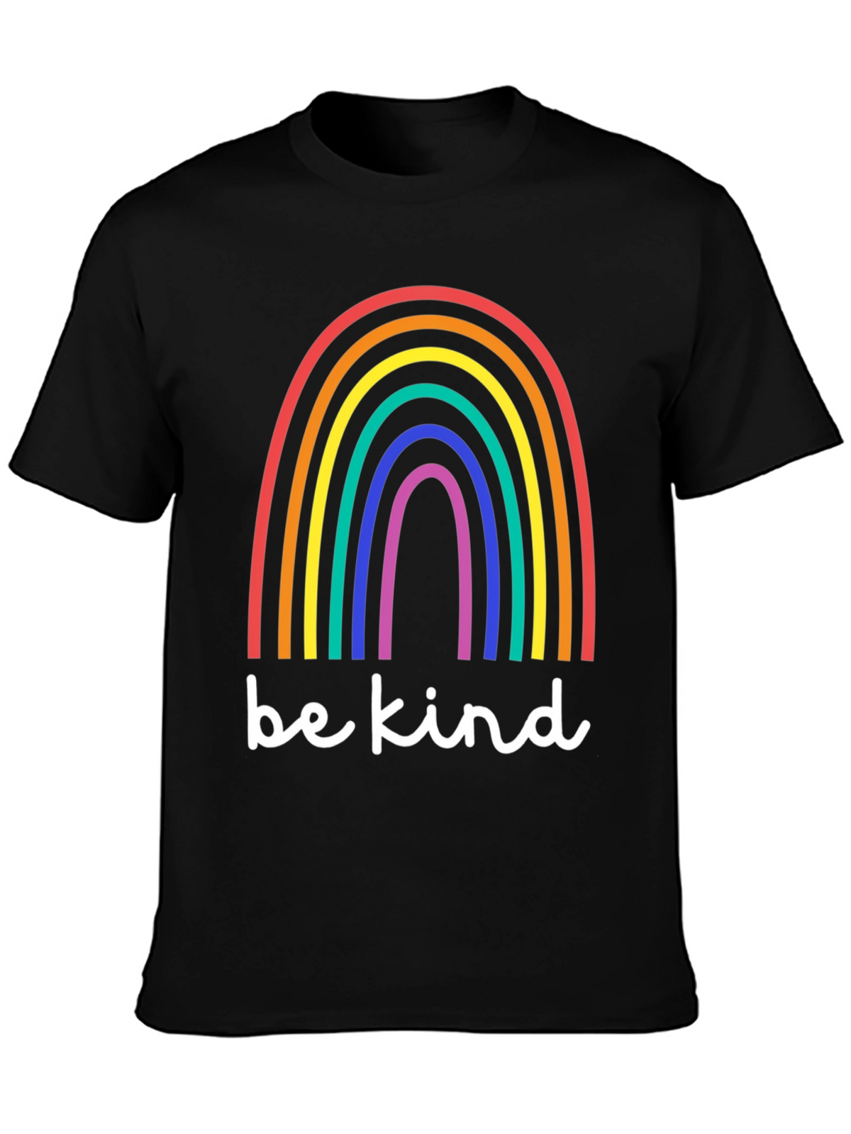 Be Kind Rainbow T-Shirt - Black Cotton Blend