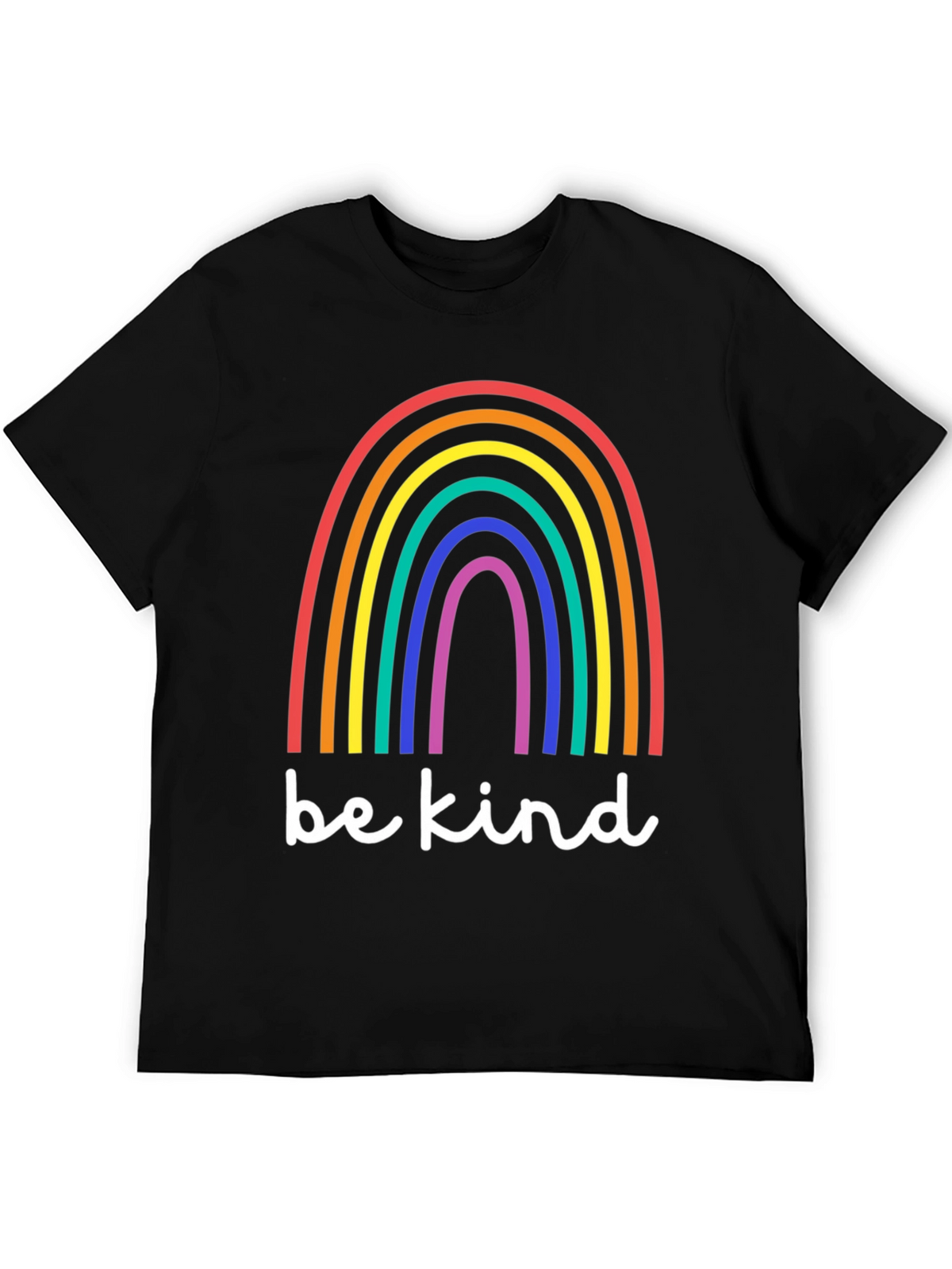 Be Kind Rainbow T-Shirt - Black Cotton Blend
