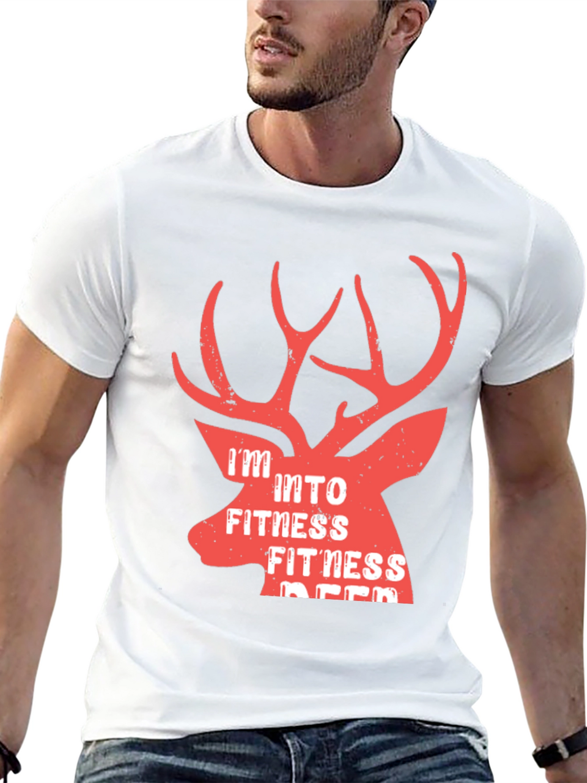 Fitness Deer Graphic T-Shirt