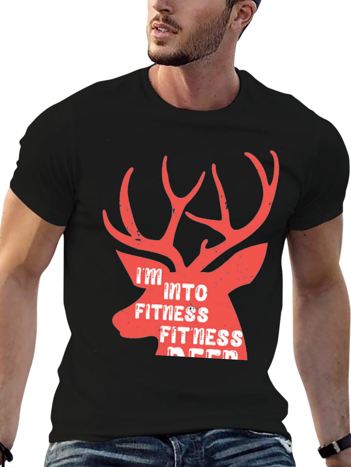 Fitness Deer Graphic T-Shirt