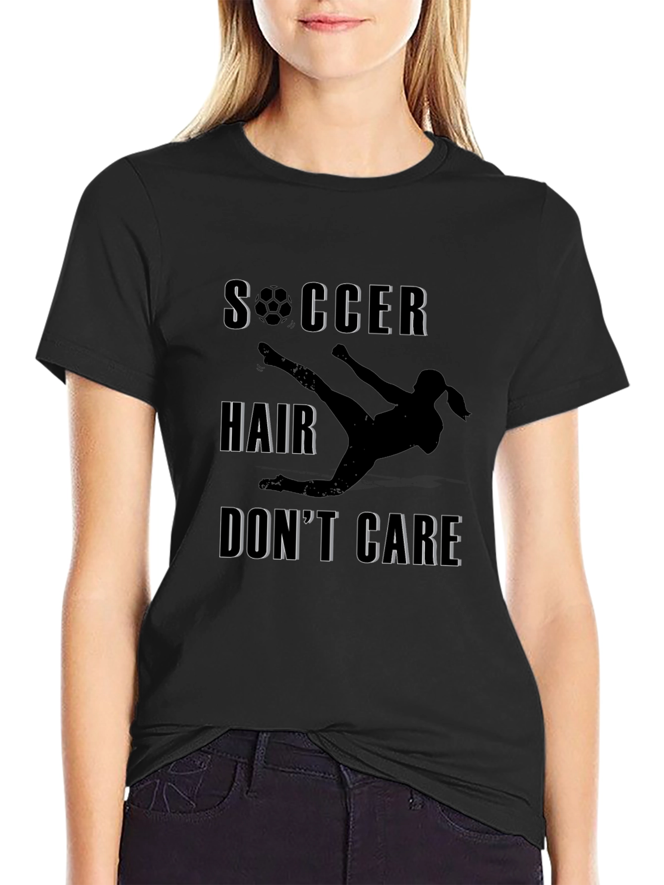 Soccer Hair Dont Care Graphic T-Shirt