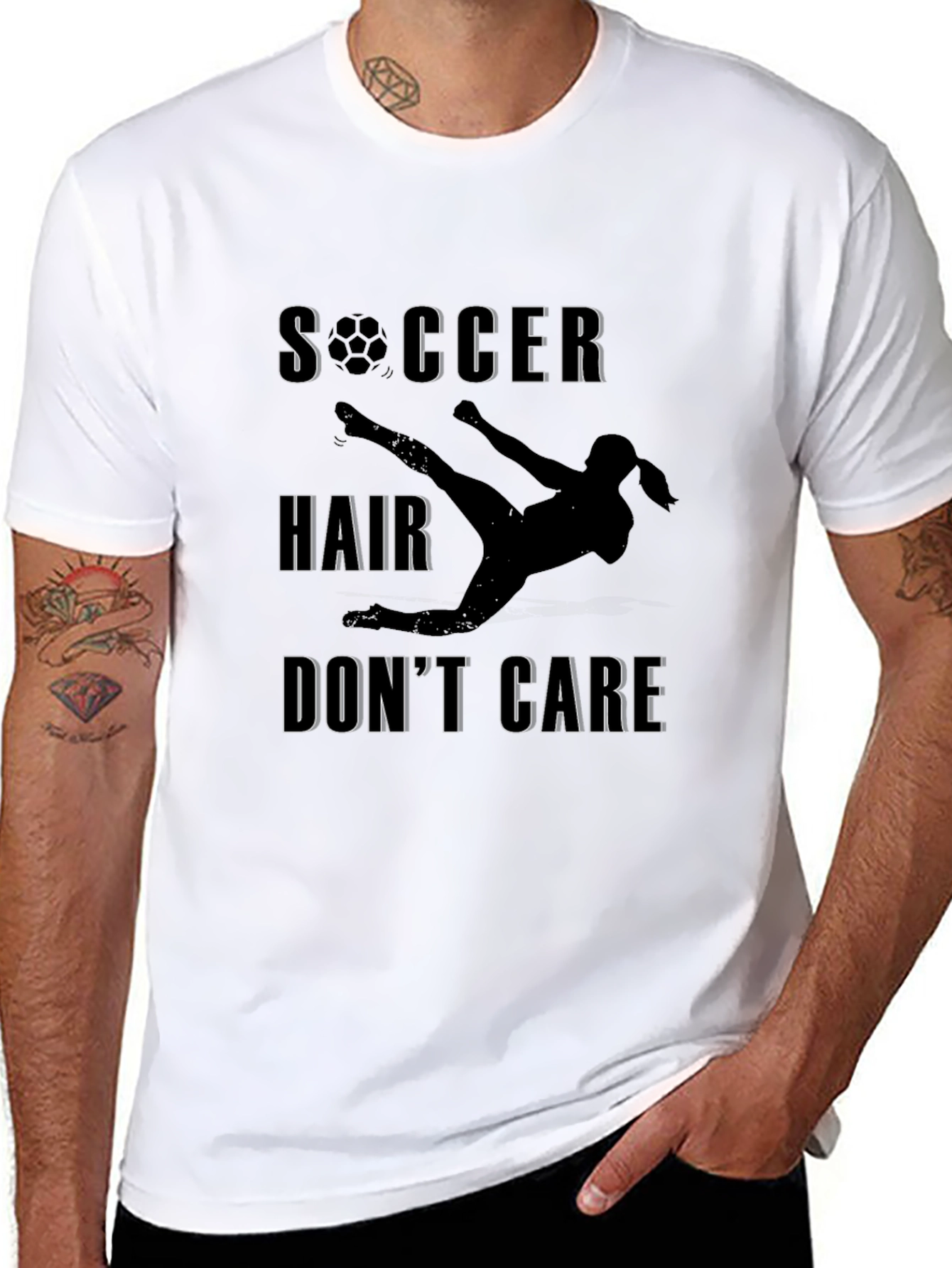 Soccer Hair Dont Care Graphic T-Shirt
