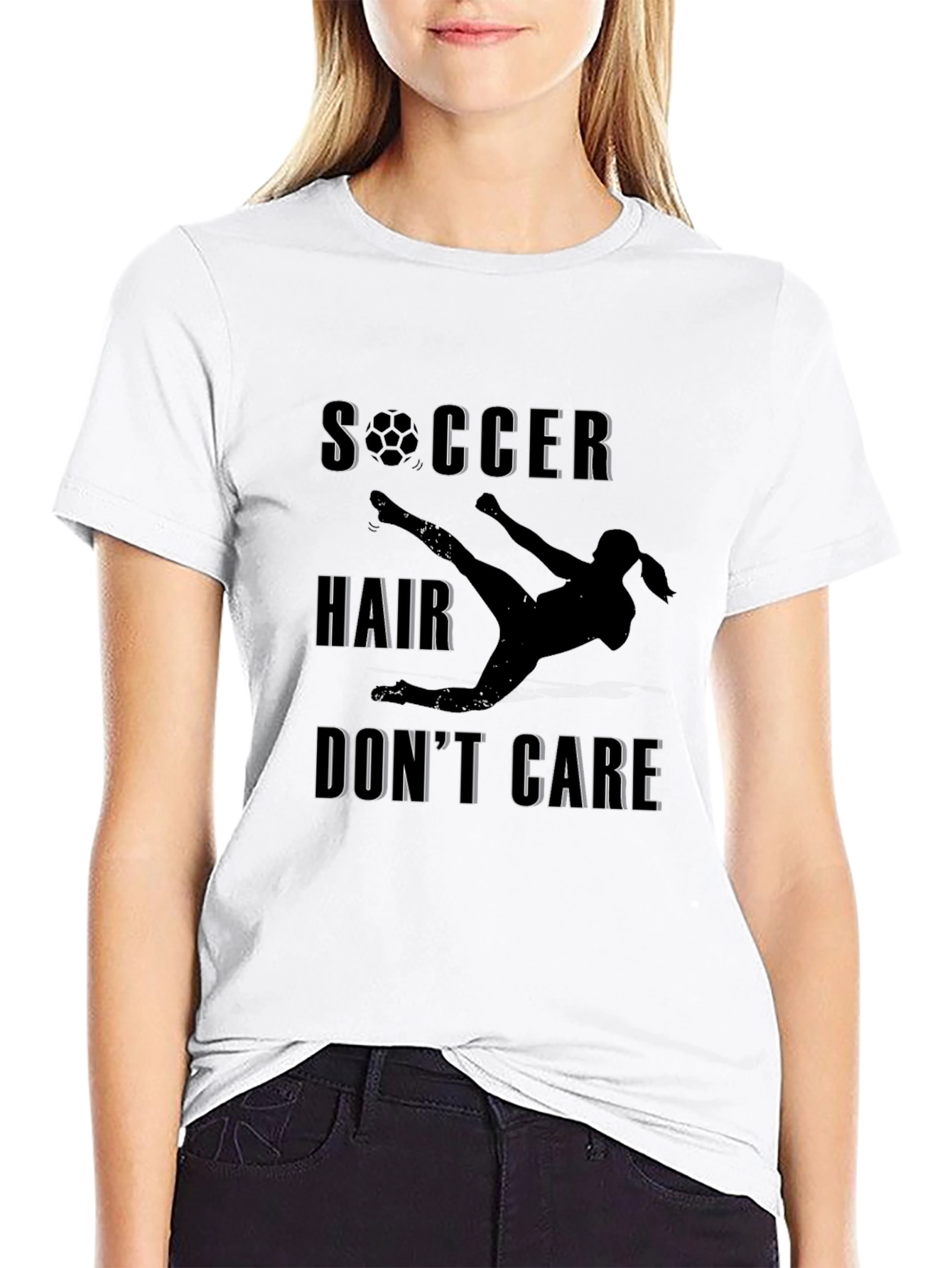 Soccer Hair Dont Care Graphic T-Shirt