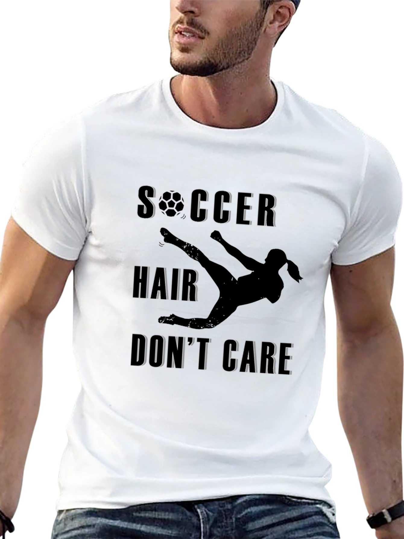 Soccer Hair Dont Care Graphic T-Shirt
