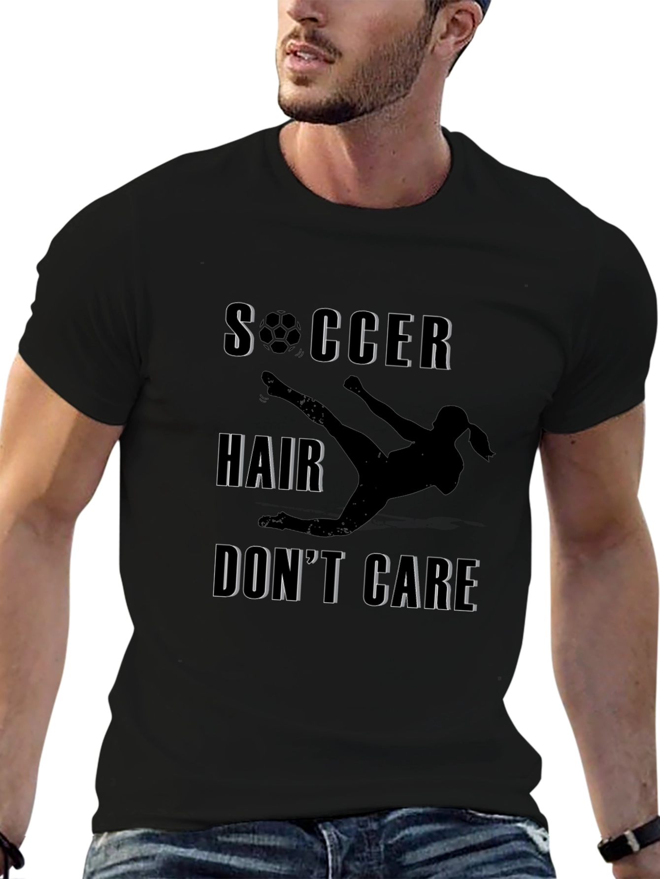Soccer Hair Dont Care Graphic T-Shirt