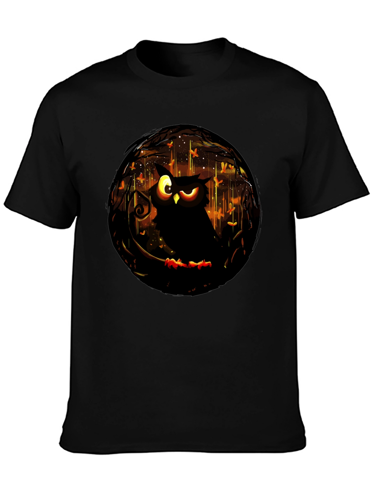 Owl Graphic Print T-Shirt - Mens Black Tee